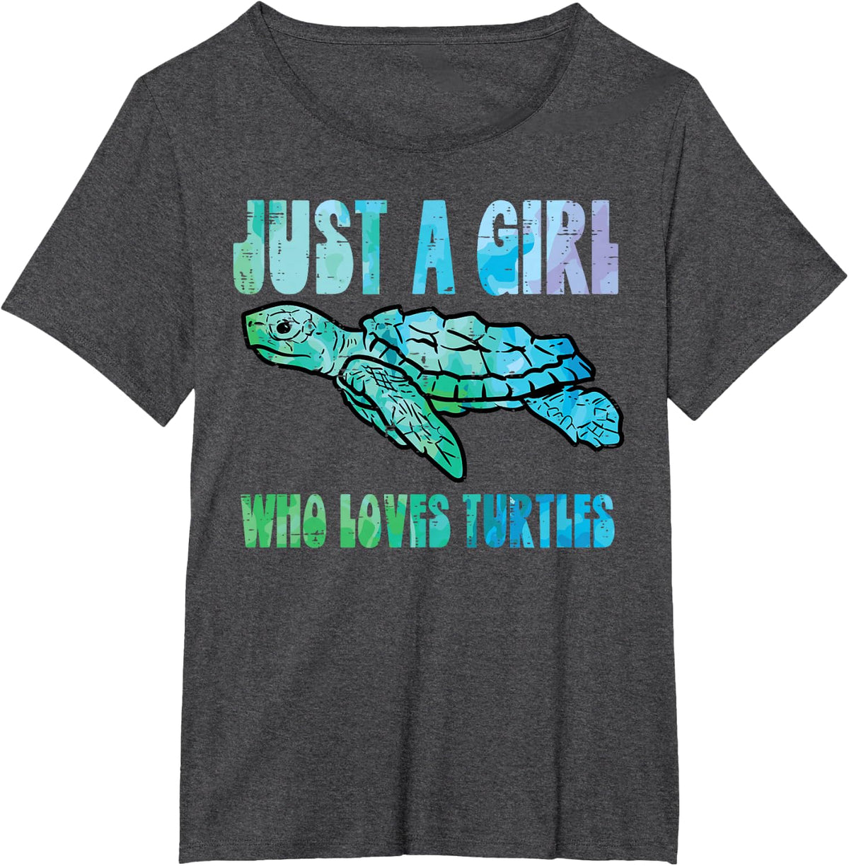 Just A Girl Who Loves Turtles Cute Tortoise Women Girls Kids T-Shirt - Dark Heather Grey