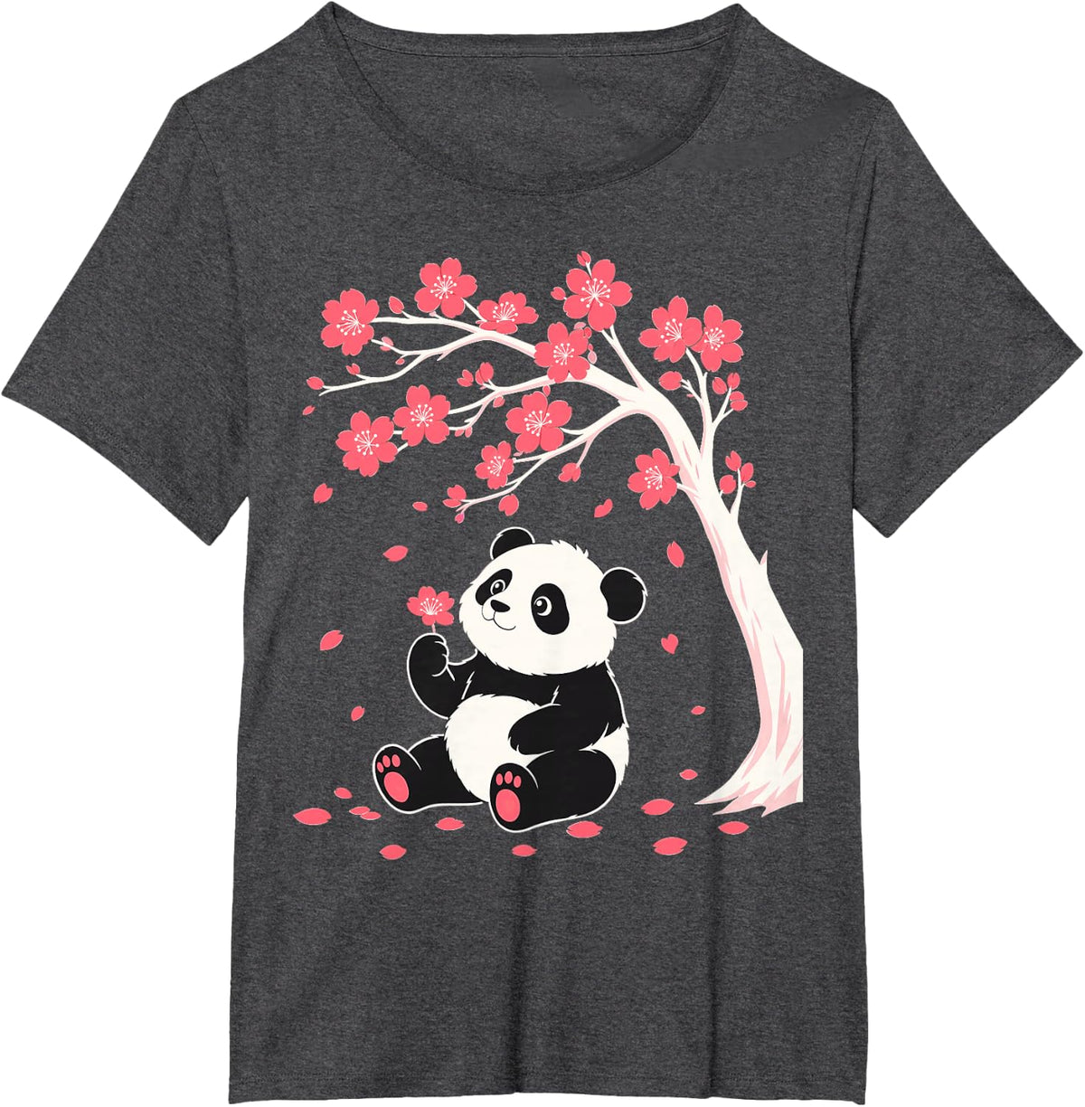 Panda Blossoms Cute Panda Bear T-Shirt - Dark Heather Grey