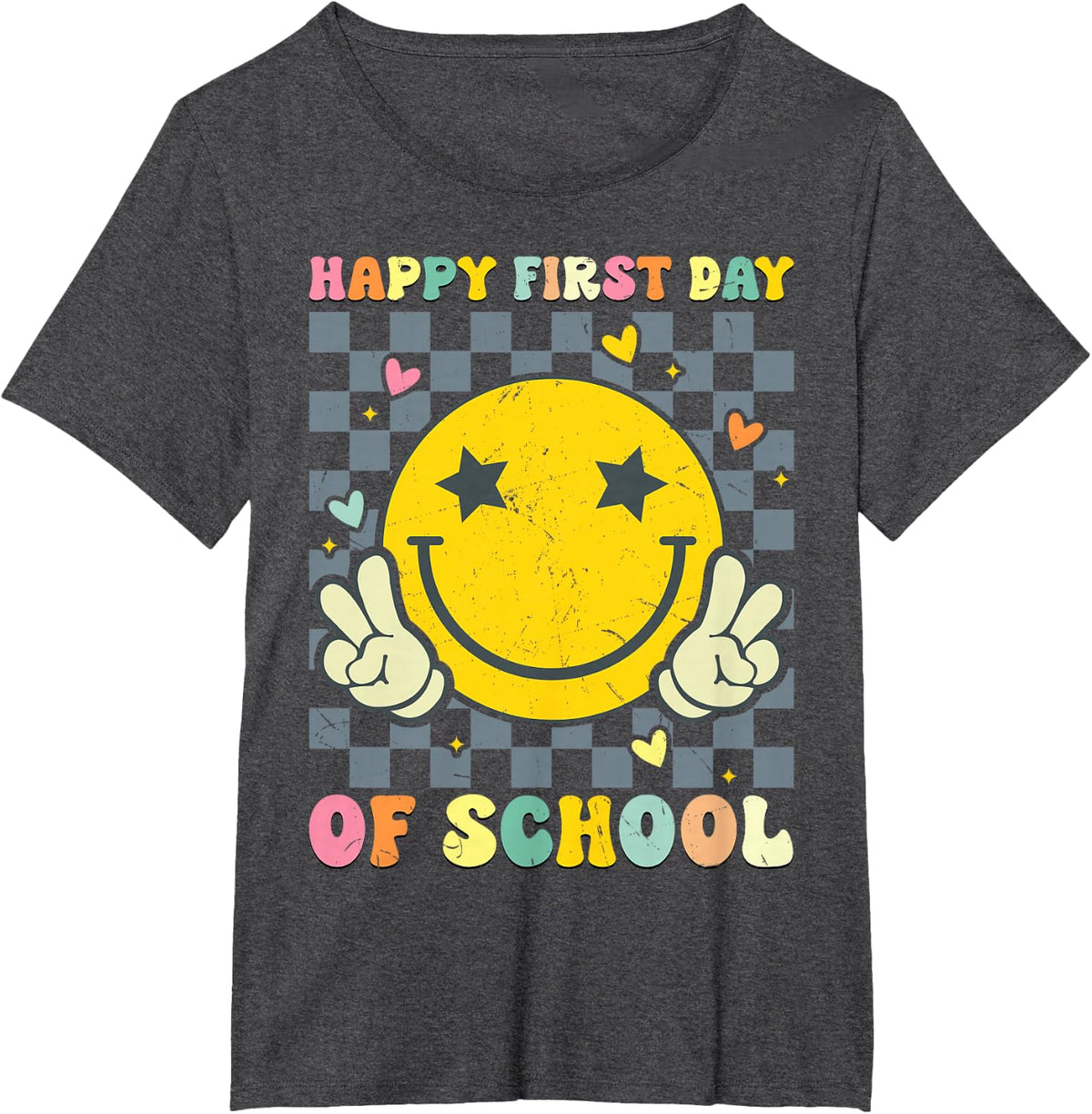 Happy First Day of School Teacher Back To School Girls Women T-Shirt - Dark Heather Grey