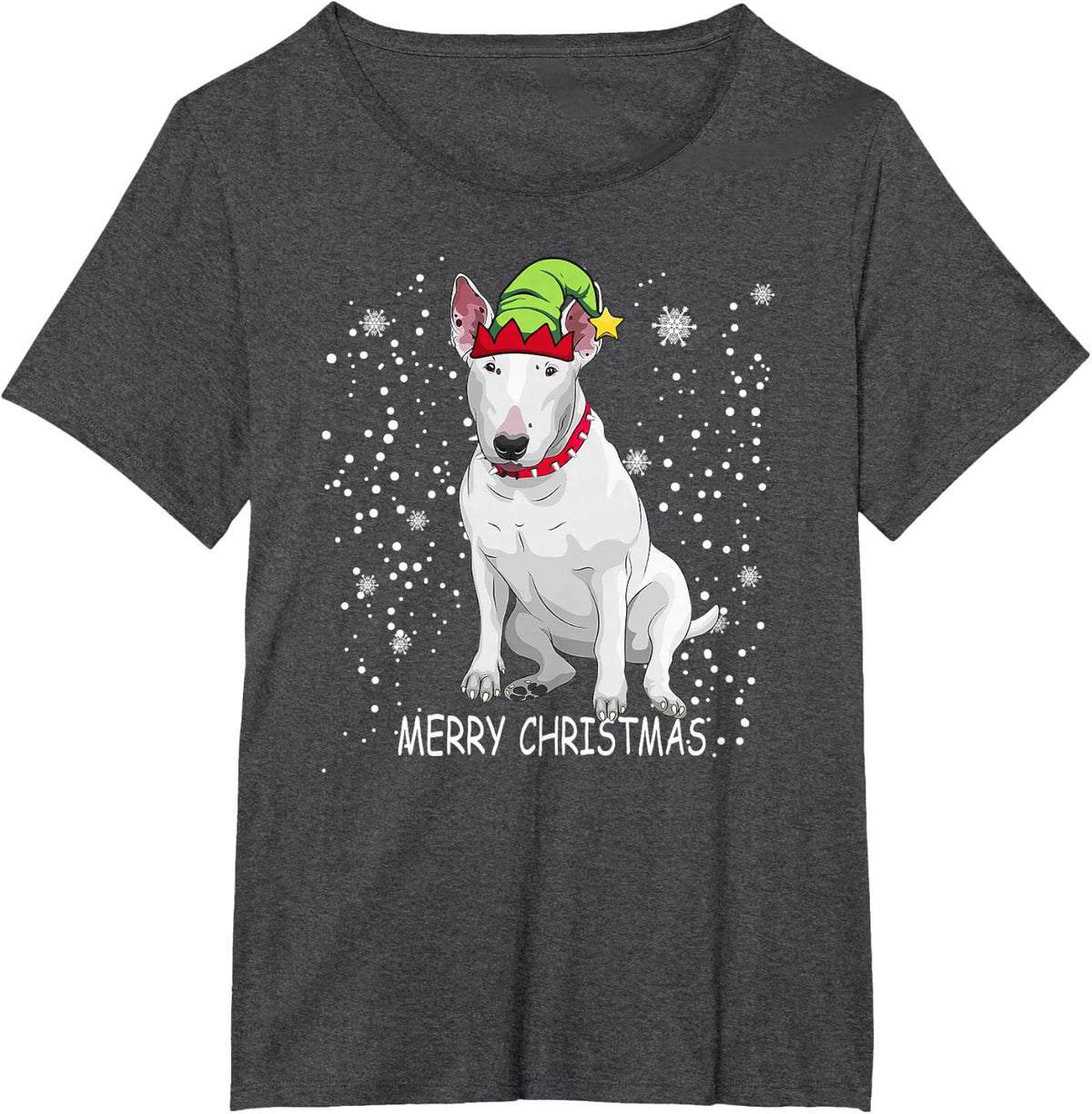 Bull Terrier Dog Tree Christmas Sweater Xmas Dogs T-Shirt - Dark Heather Grey