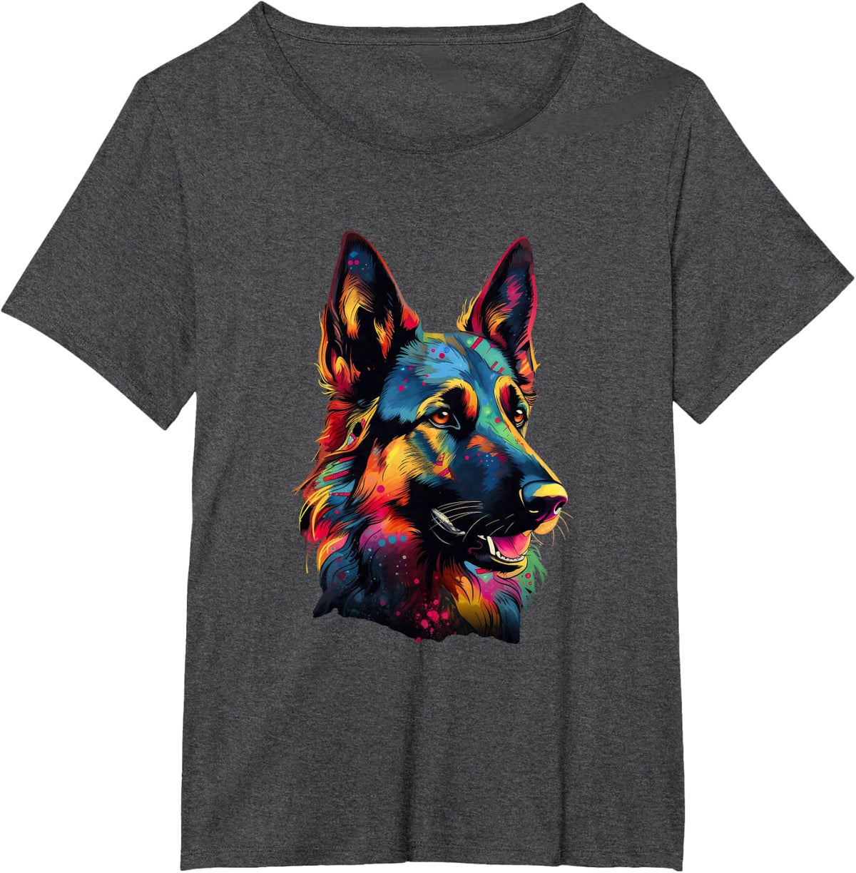 German Shepherd Lover Colorful Pop Art German Shepherd T-Shirt - Dark Heather Grey