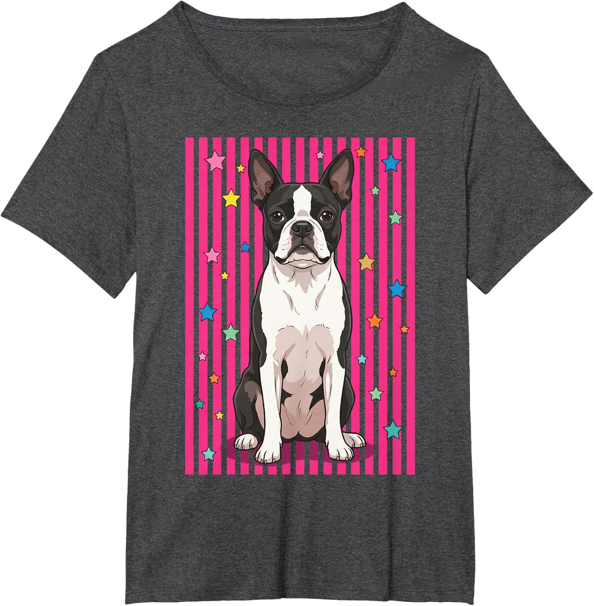 Boston Terrier Summer T-Shirt - Dark Heather Grey
