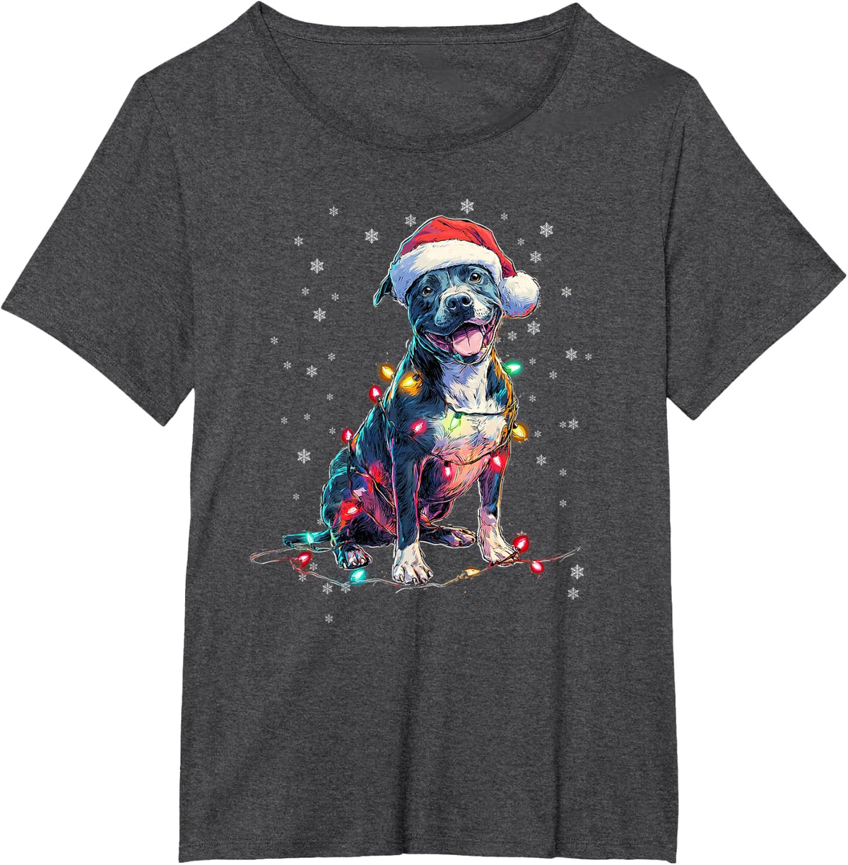 Christmas Dog Pitbull Santa Xmas Women Men Kids T-Shirt - Dark Heather Grey