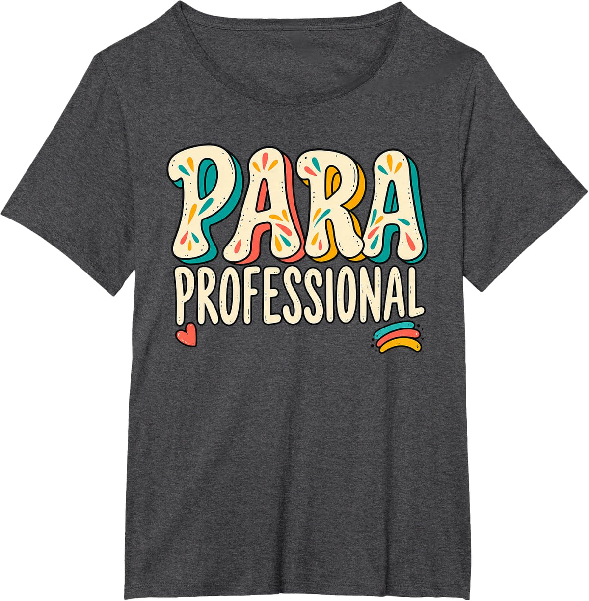 Paraprofessional School Staff Retro Groovy Design T-Shirt - Dark Heather Grey