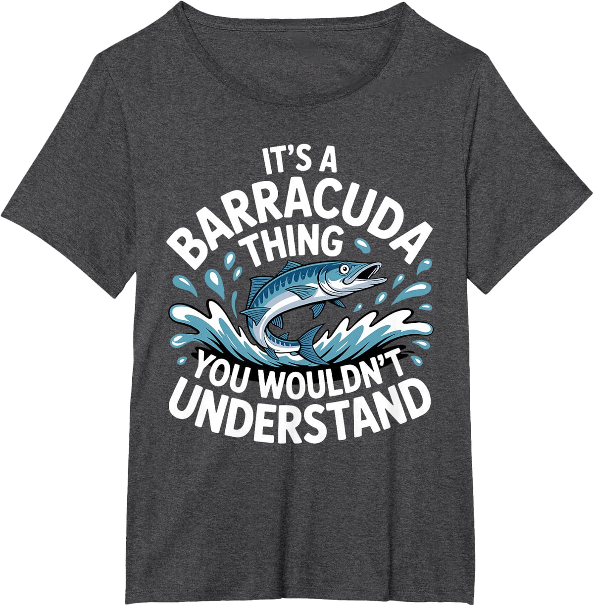 Funny Barracuda Art Tee for Men Women Kids Barracuda Fish Lover T Shirts - Dark Heather Grey