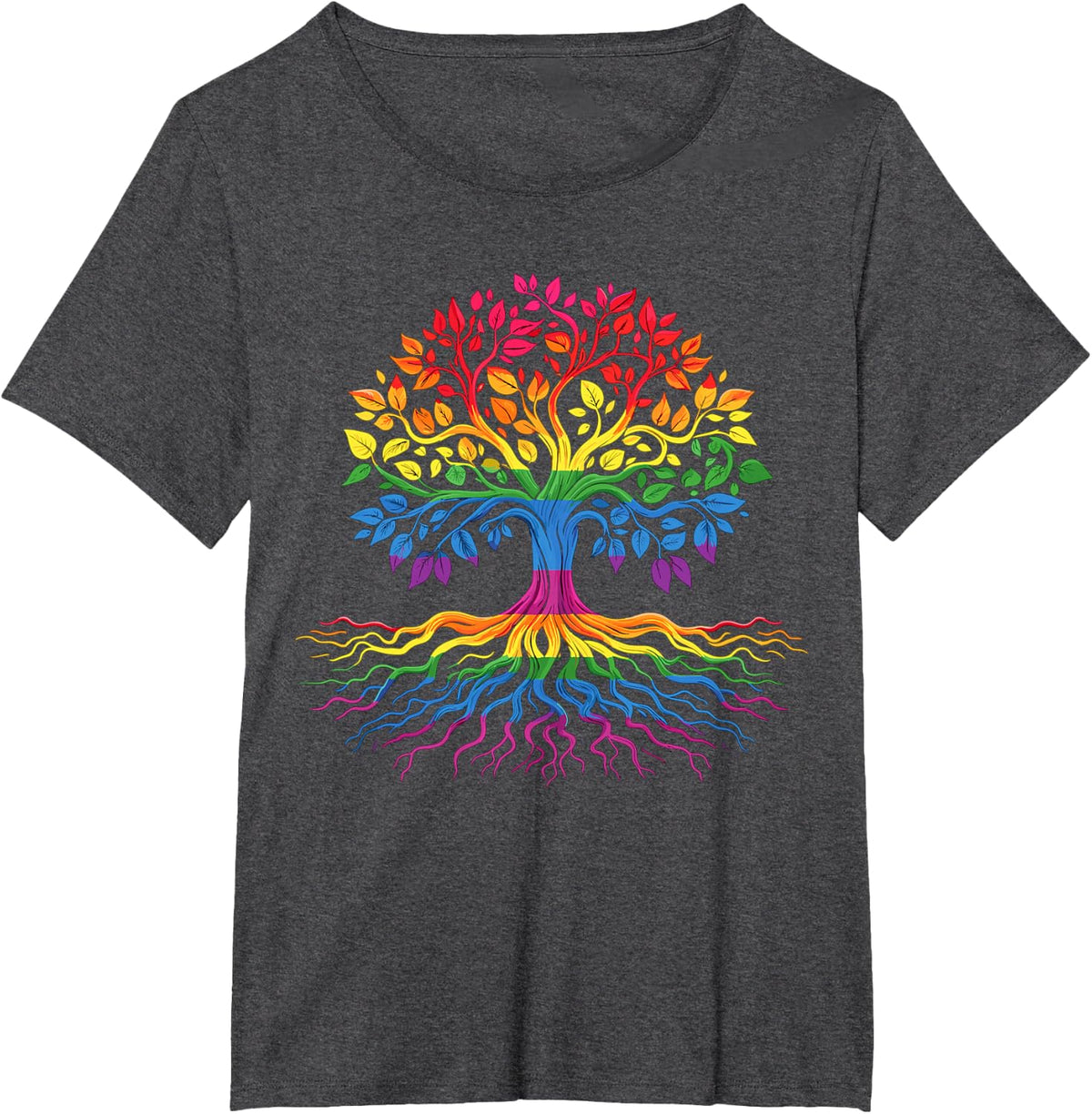 Tree Life Rainbow LGBT Flag Gay Pride Ally T-Shirt - Dark Heather Grey