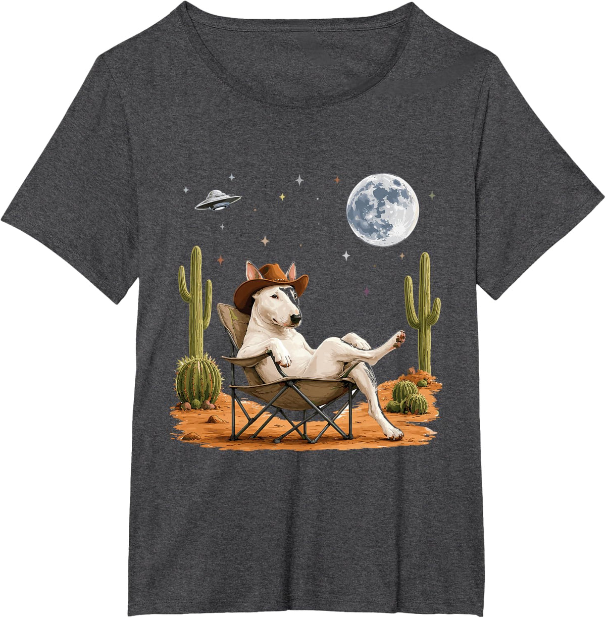Dog Lover Pet Enthusiast Cowboy Miniature Bull Terrier T-Shirt - Dark Heather Grey