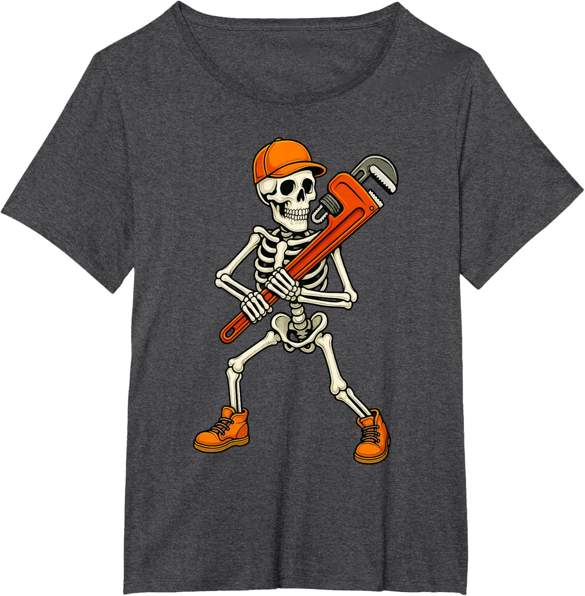 Skeleton Plumber Halloween Pipe Fitter T-Shirt - Dark Heather Grey