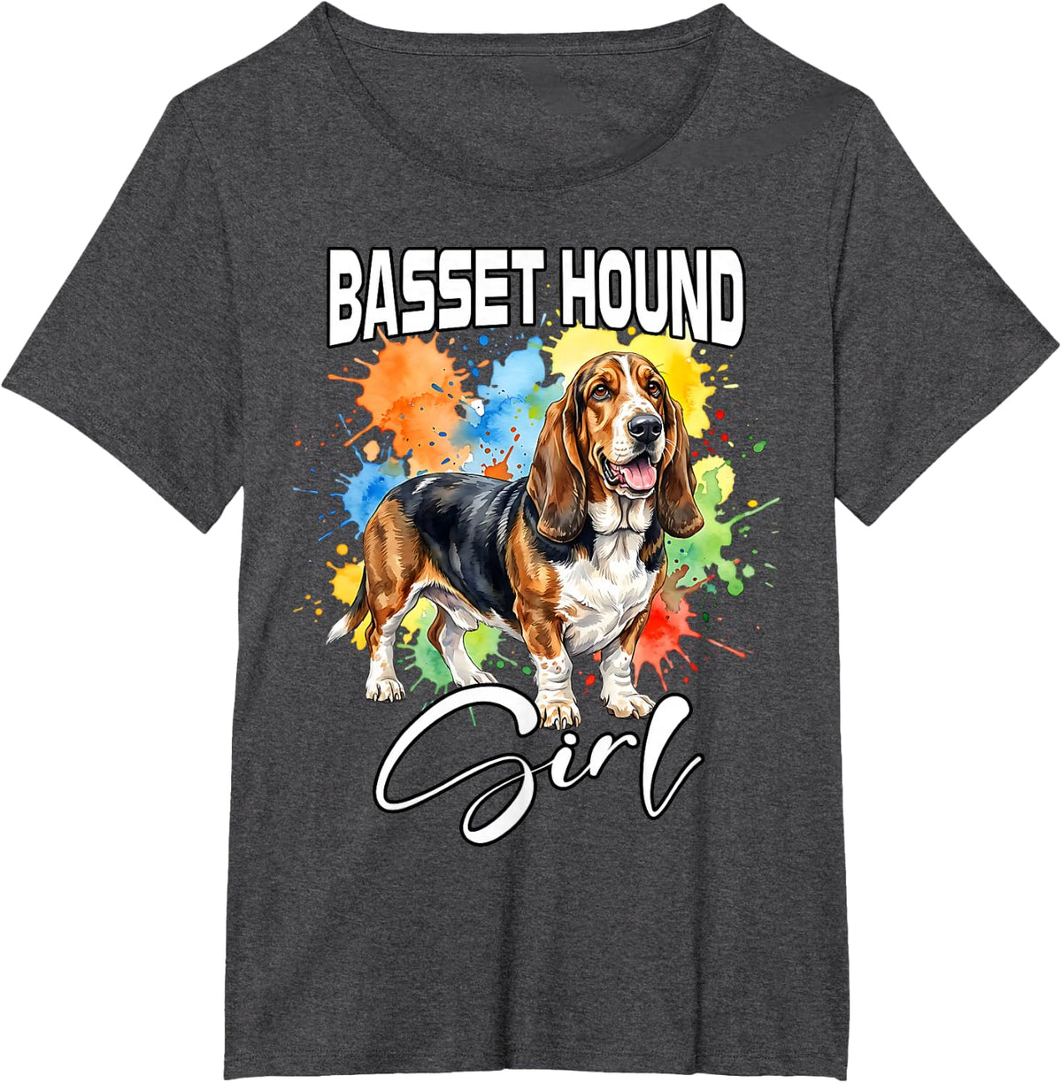 Basset Hound Girl Basset Hound T-Shirt - Dark Heather Grey