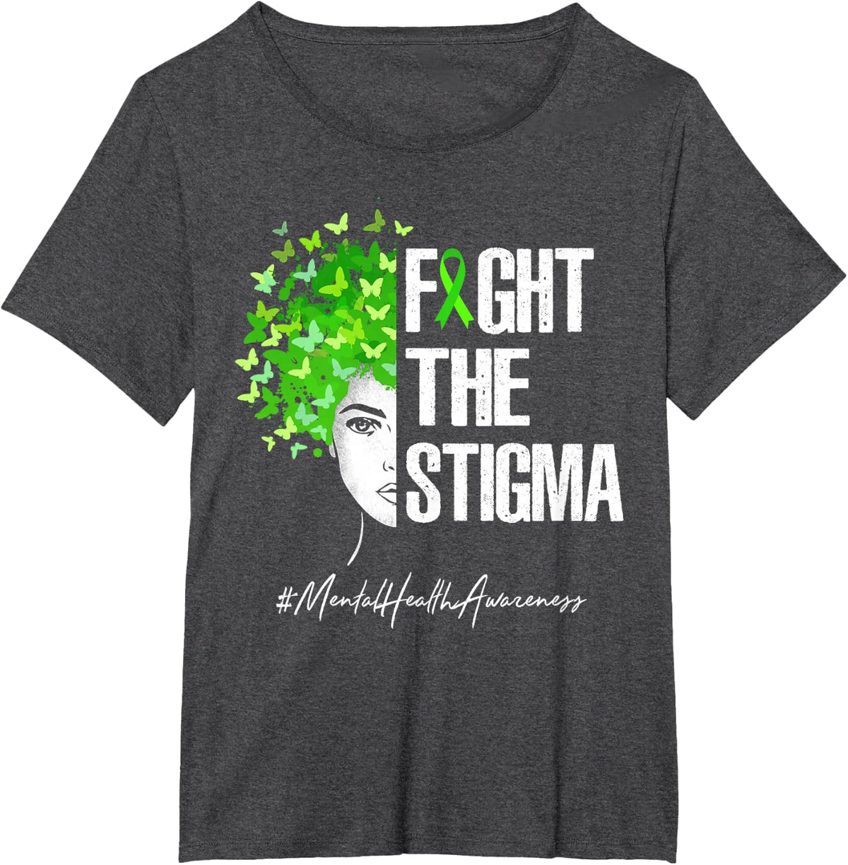 Fight The Stigma T-Shirt Mental Health Awareness Gift Shirt T-Shirt - Dark Heather Grey