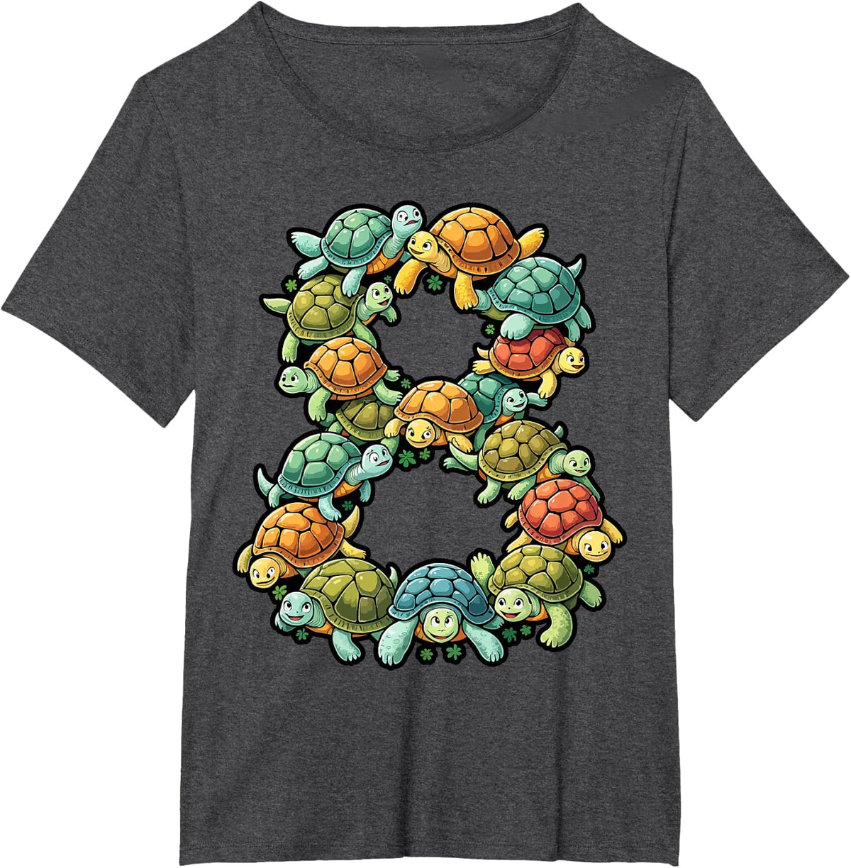 8th Birthday Sea Turtle Tortoise Theme Party 8 Year Old Tee T-Shirt - Dark Heather Grey