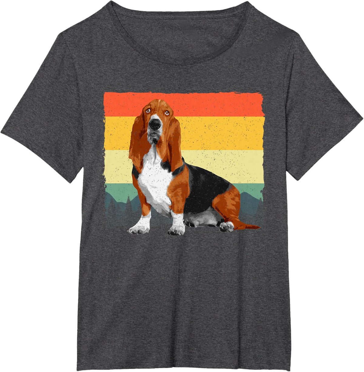 Retro Basset Hound Art For Men Women Kids Basset Hound Lover T-Shirt - Dark Heather Grey