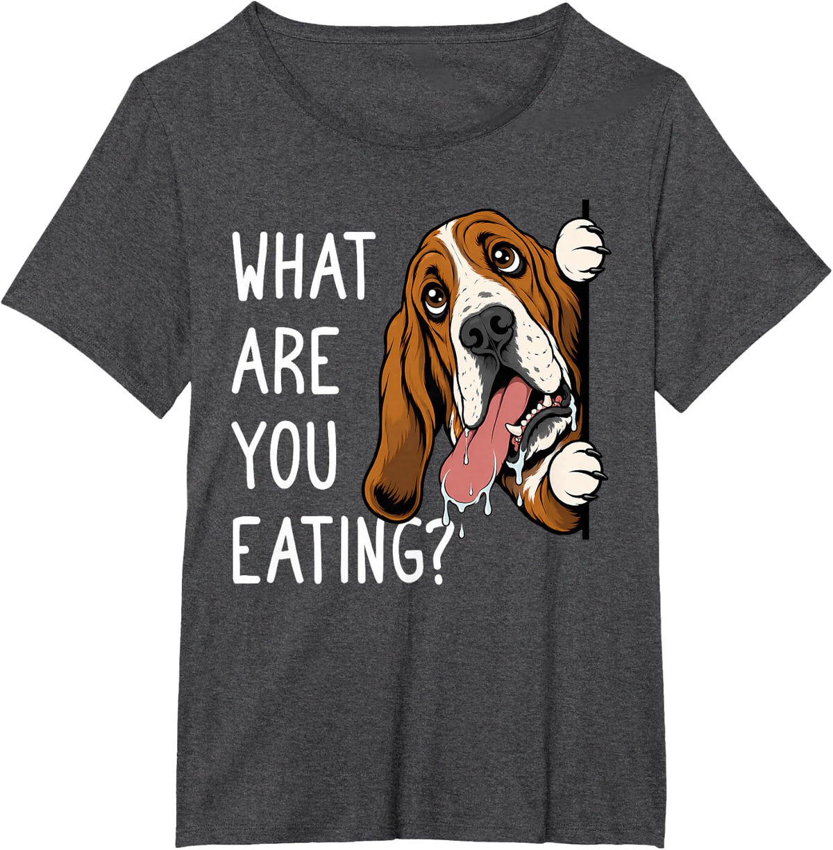 Funny Basset Hound Jowls T-Shirt - Dark Heather Grey