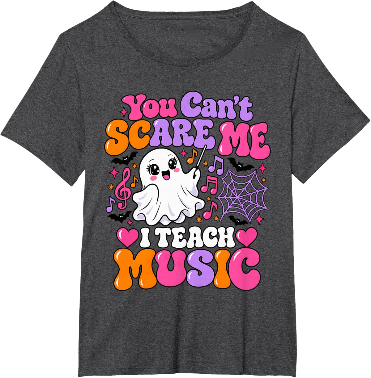 Music Teacher Orchestra Spooky Halloween Ghost Band T-Shirt - Dark Heather Grey