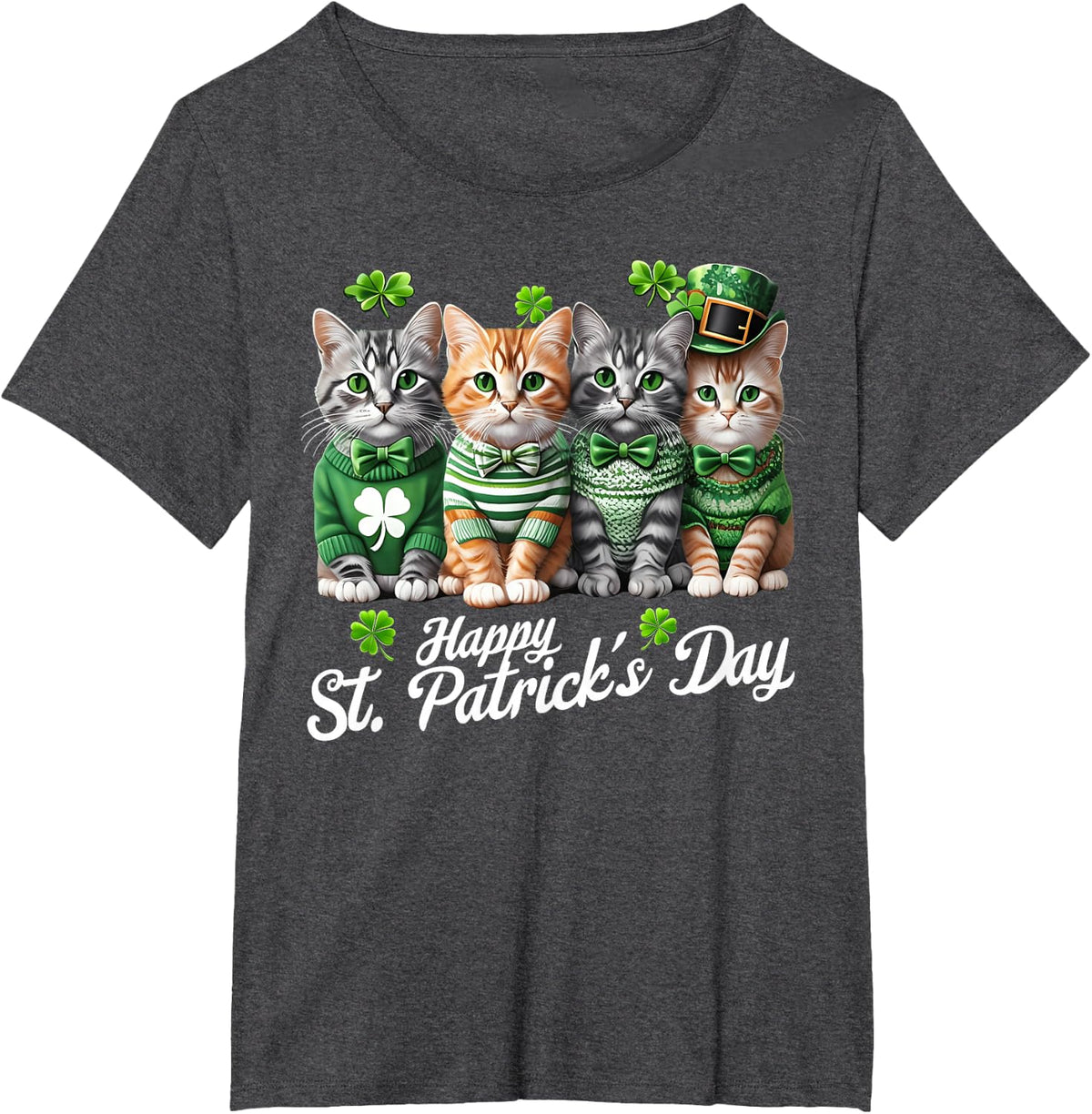 ST. PATRICK'S DAY 2026 SHIRTS: St Patricks Catricks Day Cat T-Shirt - Dark Heather Grey