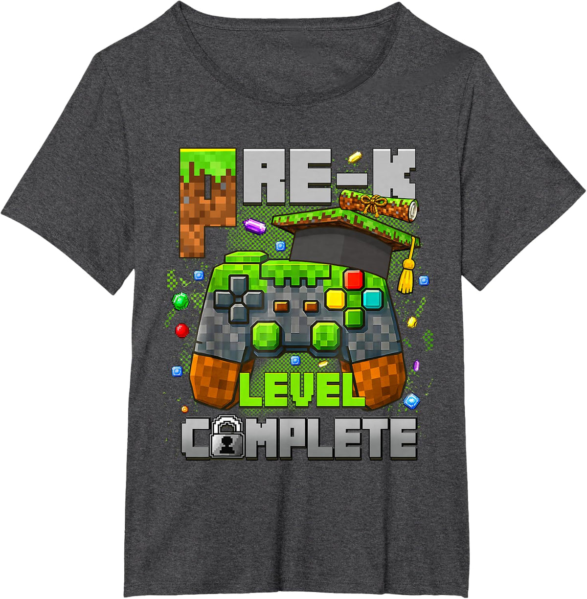 Pre K Level Completed Happy Last Day of School Videos Game T-Shirt - Dark Heather Grey