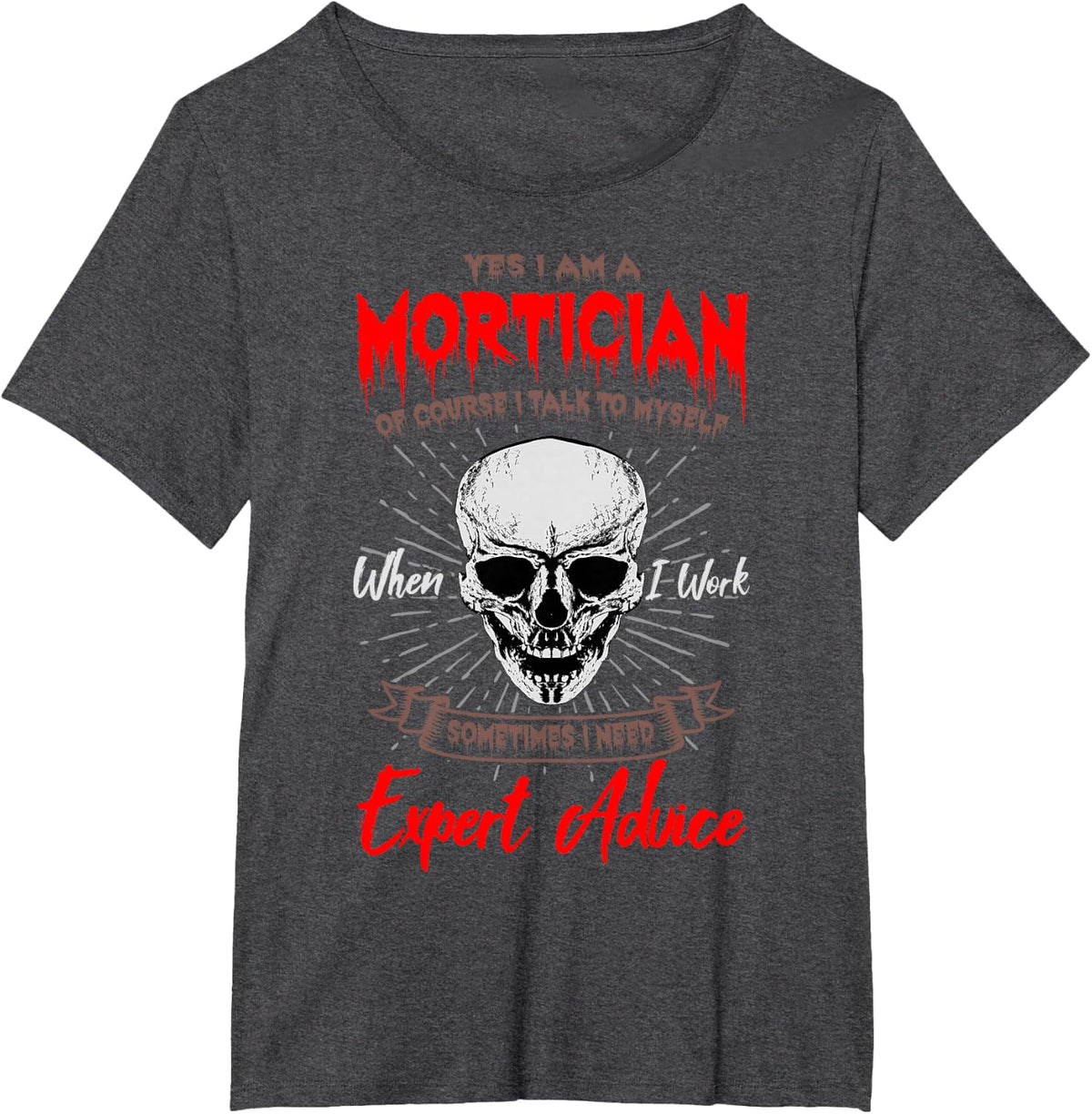 Mortician Skull Funeral Director Undertaker Mortuary Coffin T-Shirt - Dark Heather Grey