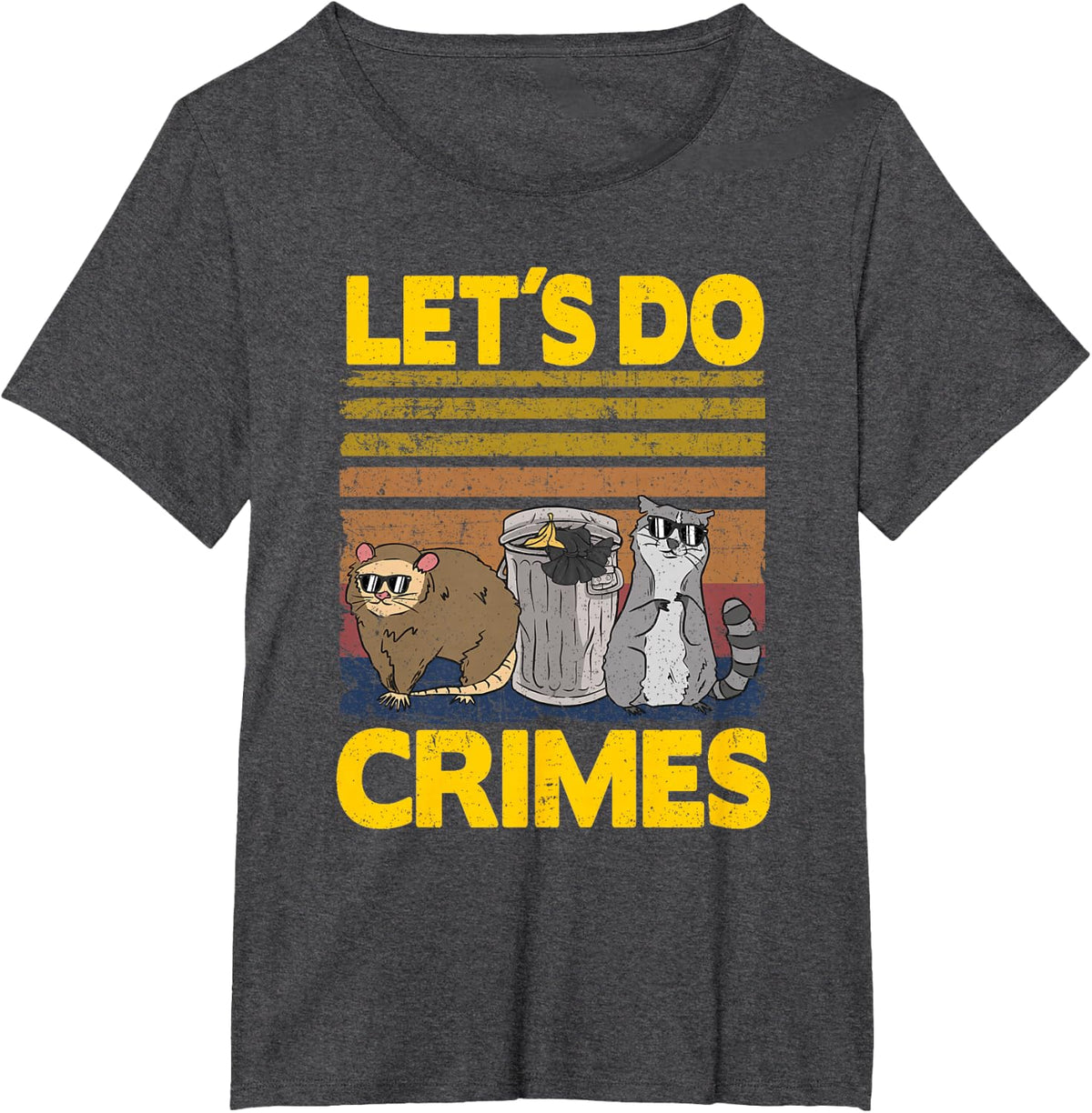 Let's Do Crimes Trash Gang Possum Opossum Raccoon T-Shirt - Dark Heather Grey