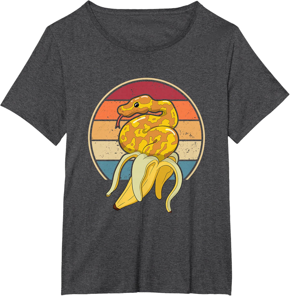 Retro Pythonidae Snake Owner Snake Lover Banana Ball Python T-Shirt - Dark Heather Grey