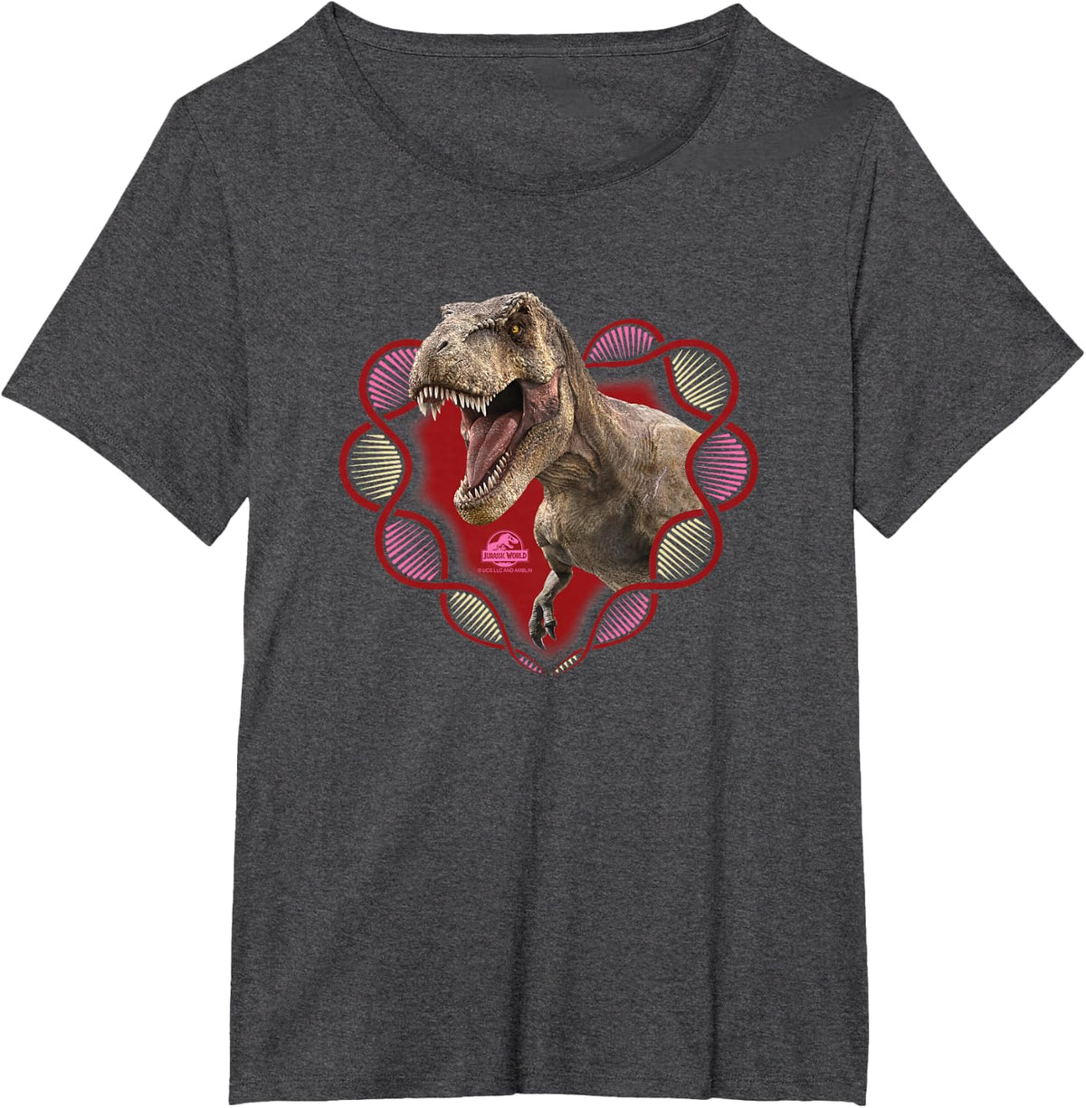 Jurassic World T-Rex Valentine's Day T-Shirt - Dark Heather Grey