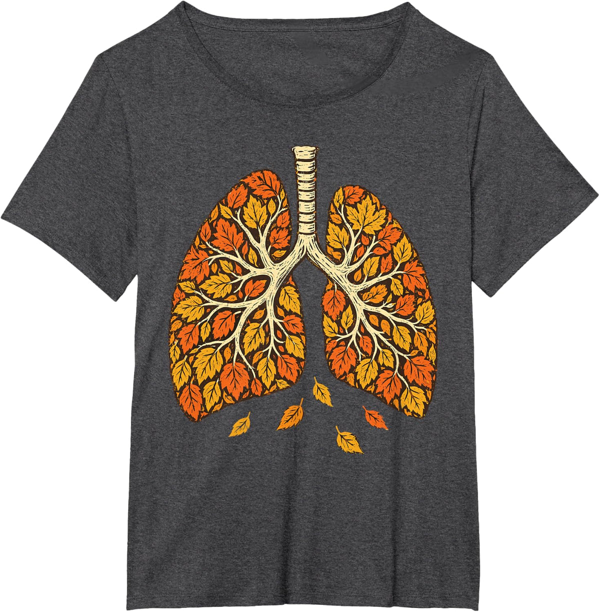 Autumn Leaves Lungs - Respiratory Therapist T-Shirt - Dark Heather Grey