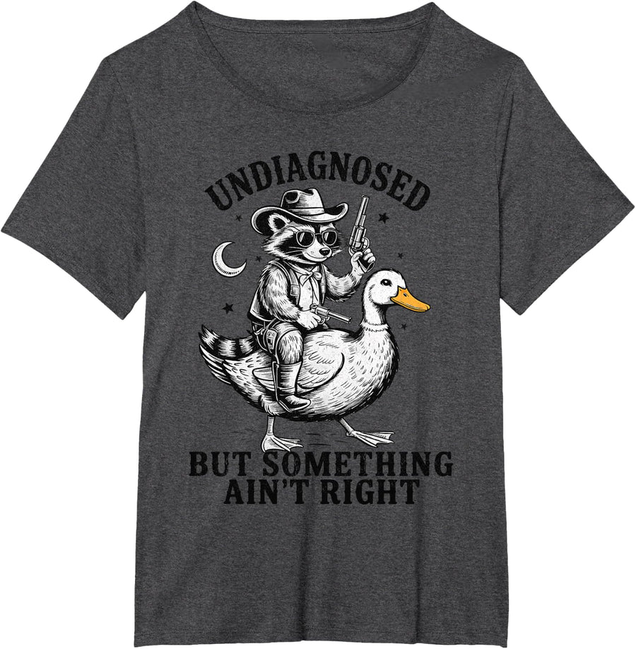 Funny Raccoon Undiagnosed But Something Ain't Right ADHD Tees T Shirts for Women Men - Dark Heather Grey