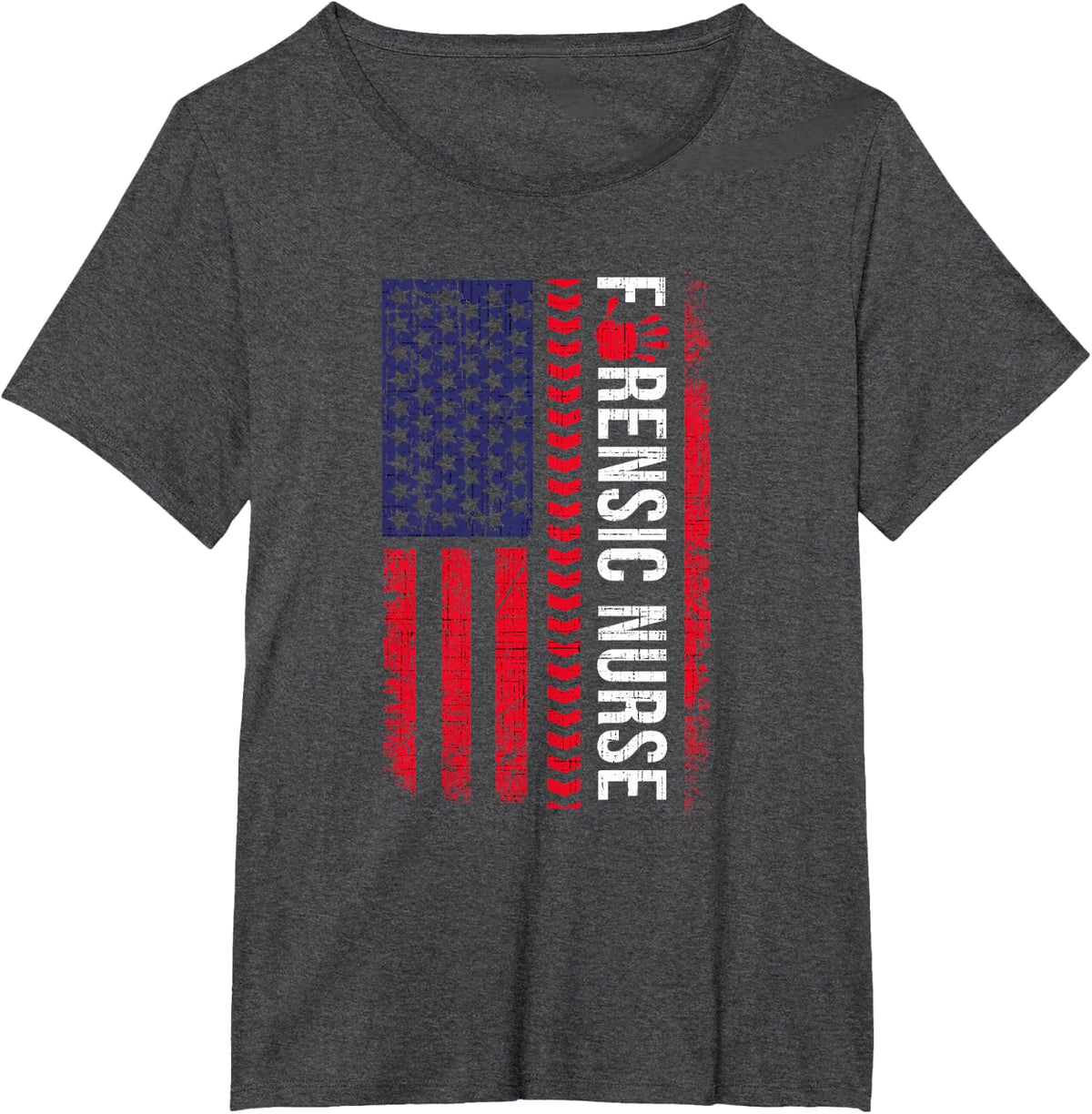 Forensic Nurse Flag Forensics Science Correctional Nursing T-Shirt - Dark Heather Grey