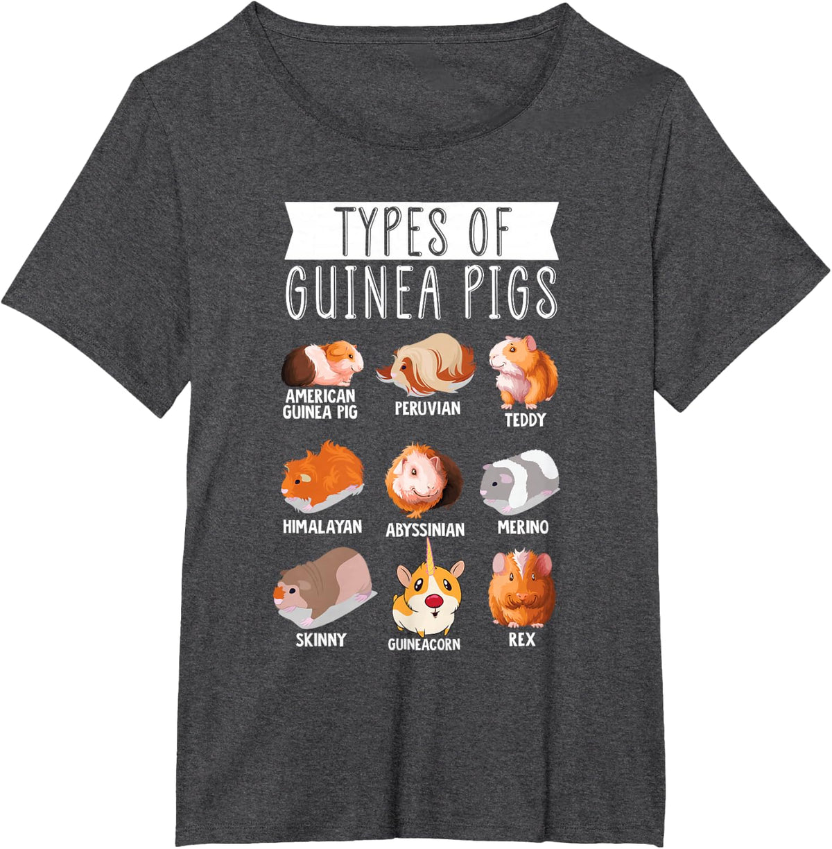 Types Of Guinea Pigs Furry Potato Small Cute Pets T-Shirt - Dark Heather Grey