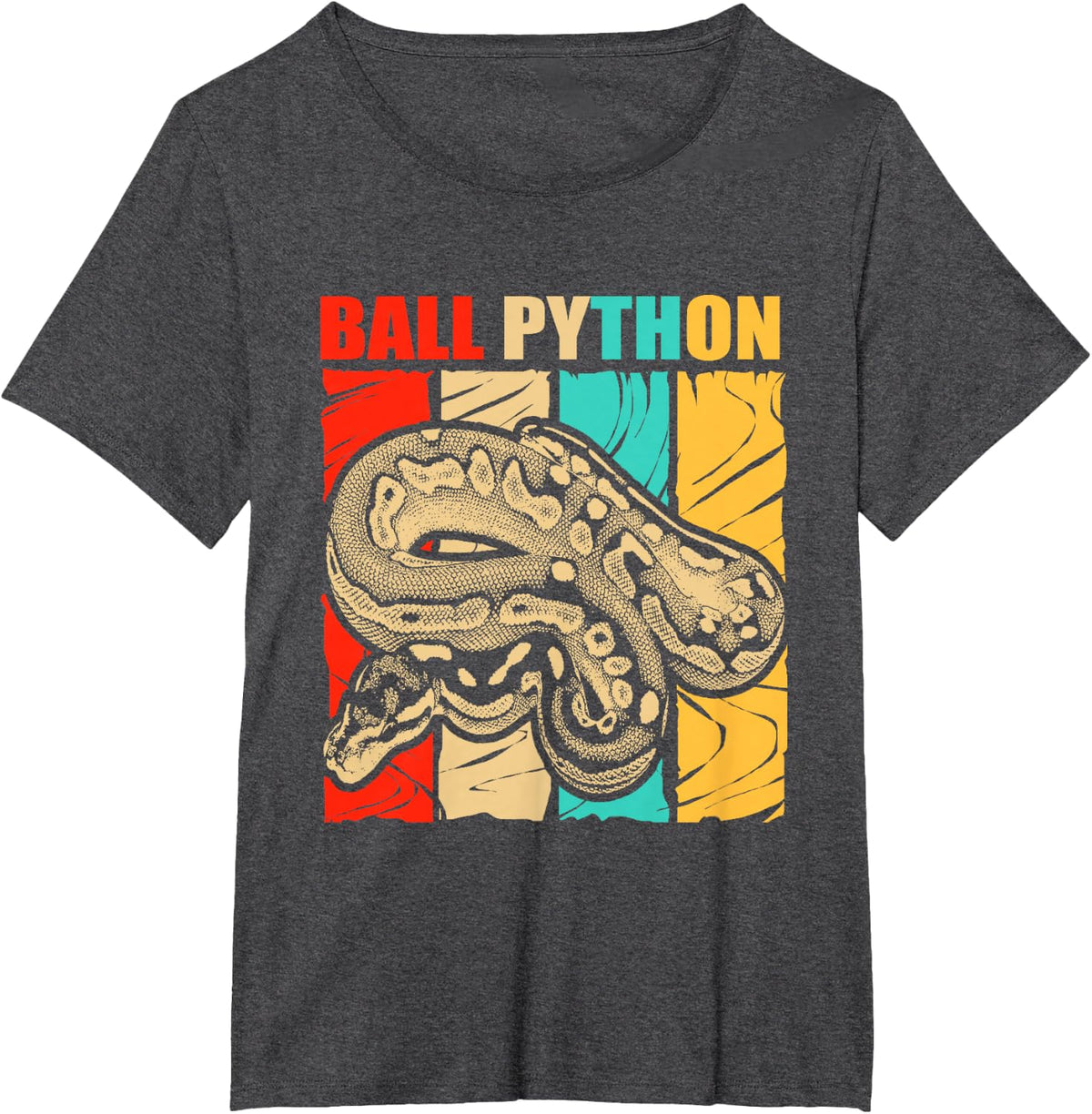 Retro Ball Python T-Shirt - Dark Heather Grey