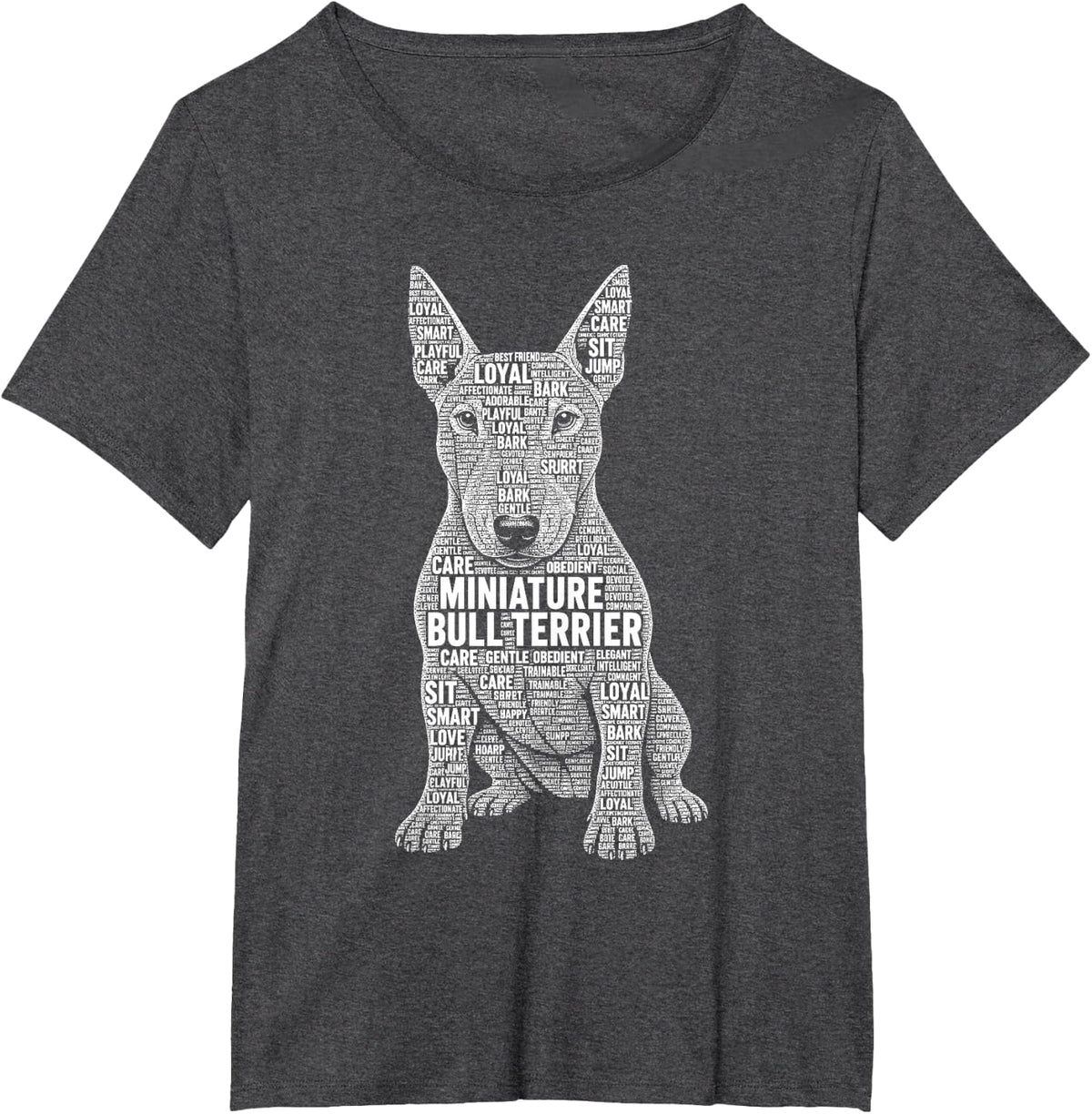 Miniature Bull Terrier Lover Words Miniature Bull Terrier T-Shirt - Dark Heather Grey