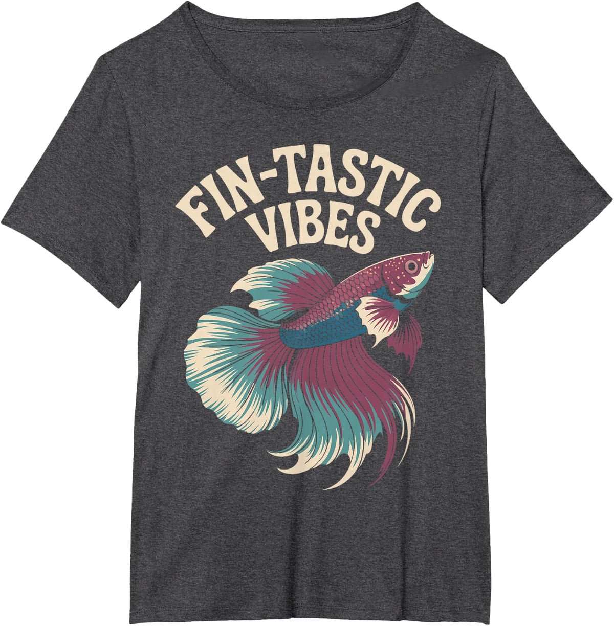 Funny Betta Fish Fin-Tastic Aquatic Tees and T Shirts for Fish Lovers - Dark Heather Grey