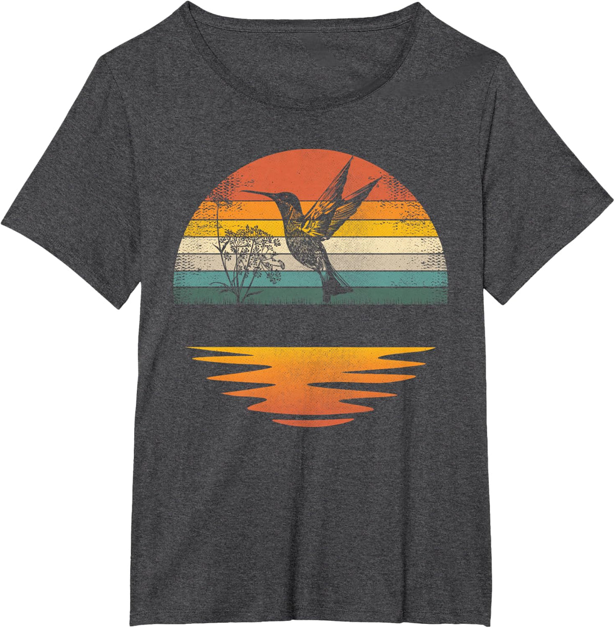 Hummingbird Vintage Sunset Hummingbirds T-Shirt - Dark Heather Grey