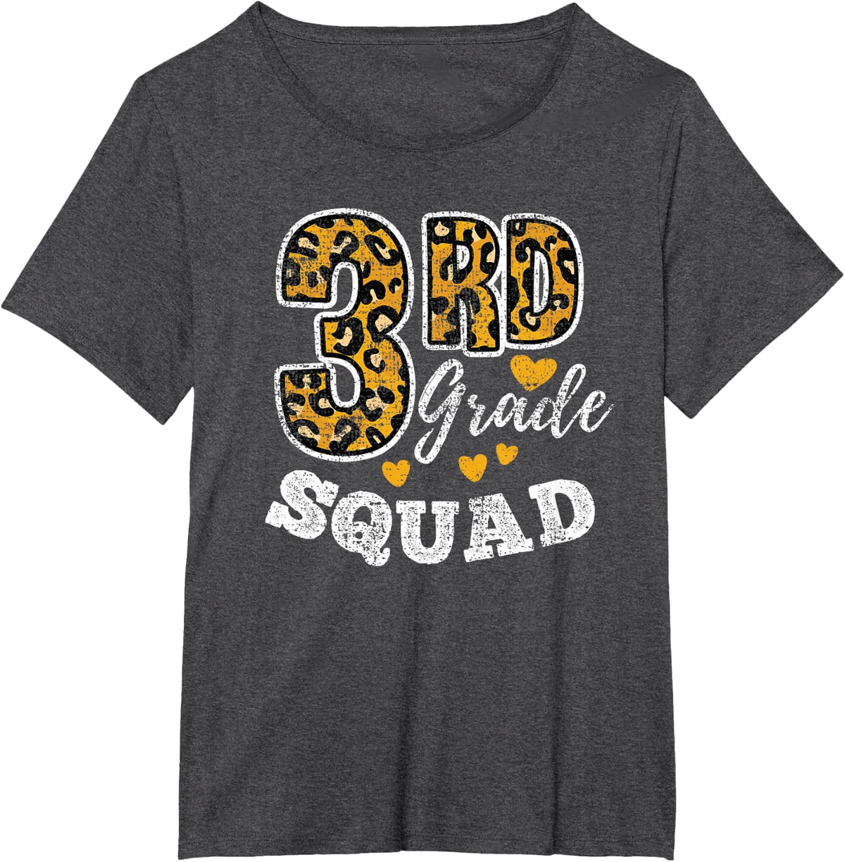 Leopard Print Third Grade Teacher 3rd Grade Squad Vintage T-Shirt - Dark Heather Grey