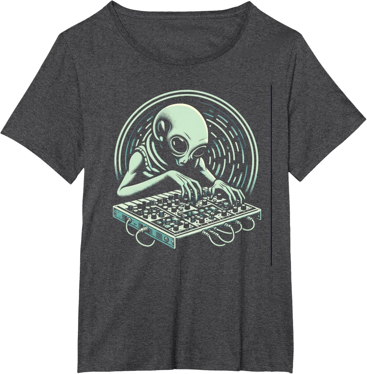 Psychedelic Alien Synth Design by Psytrance T-Shirt - Dark Heather Grey