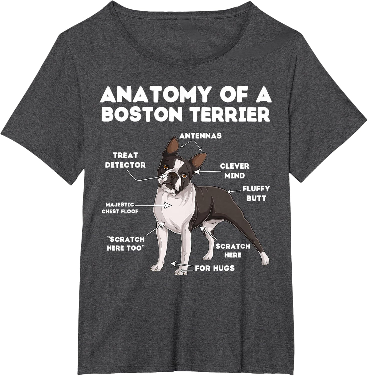 Anatomy of a Boston Terrier T-Shirt - Dark Heather Grey