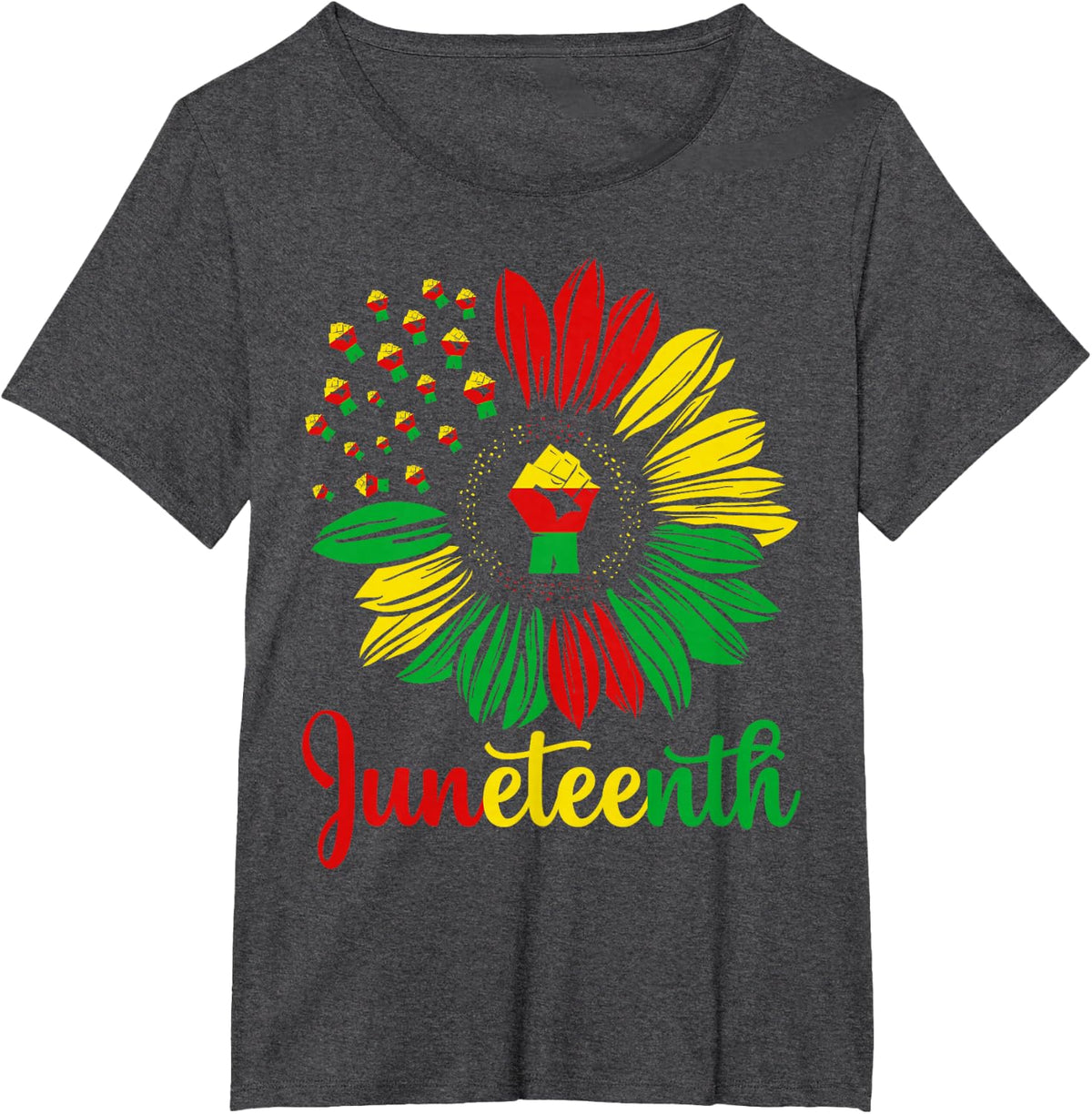Juneteenth Accentors Sunflower African American Black Pride T-Shirt - Dark Heather Grey