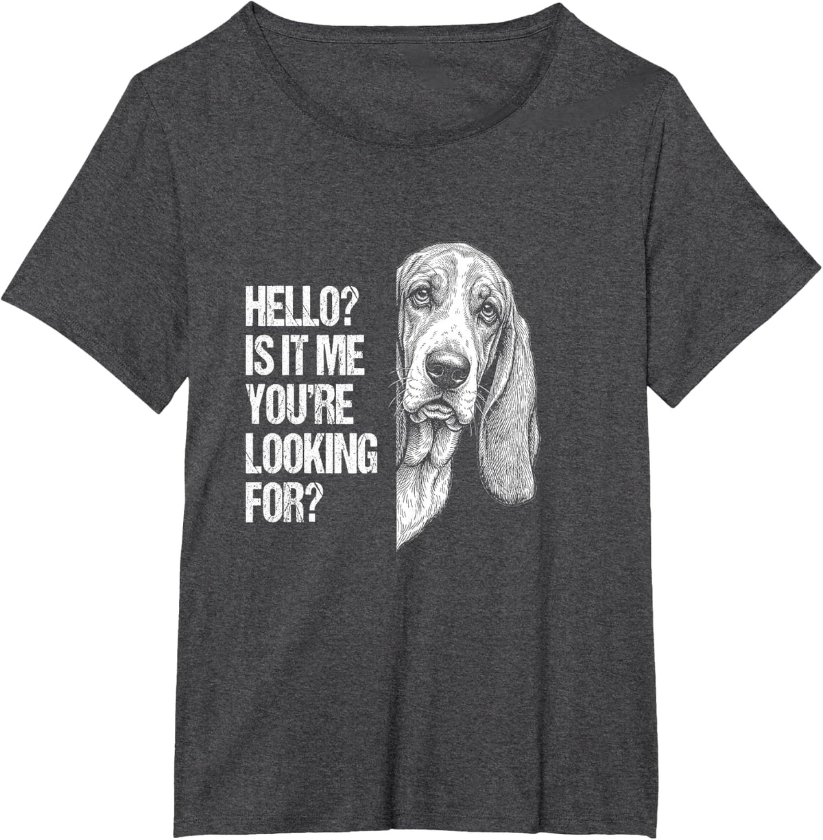 Peeking Basset Hound is it me You're Looking for Funny T-Shirt - Dark Heather Grey