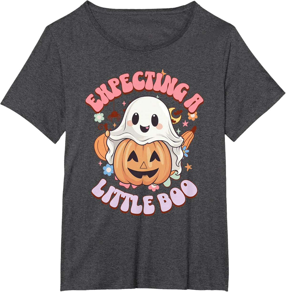 Halloween Pregnancy Mom To Be Expecting Little Boo T-Shirt - Dark Heather Grey