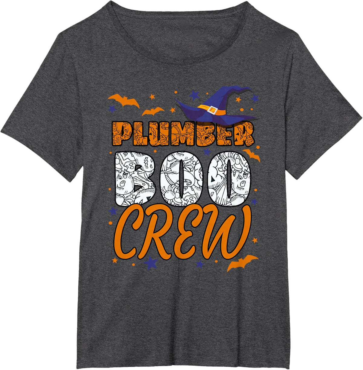 Plumber Boo Crew Halloween Pipefitter Matching T-Shirt - Dark Heather Grey