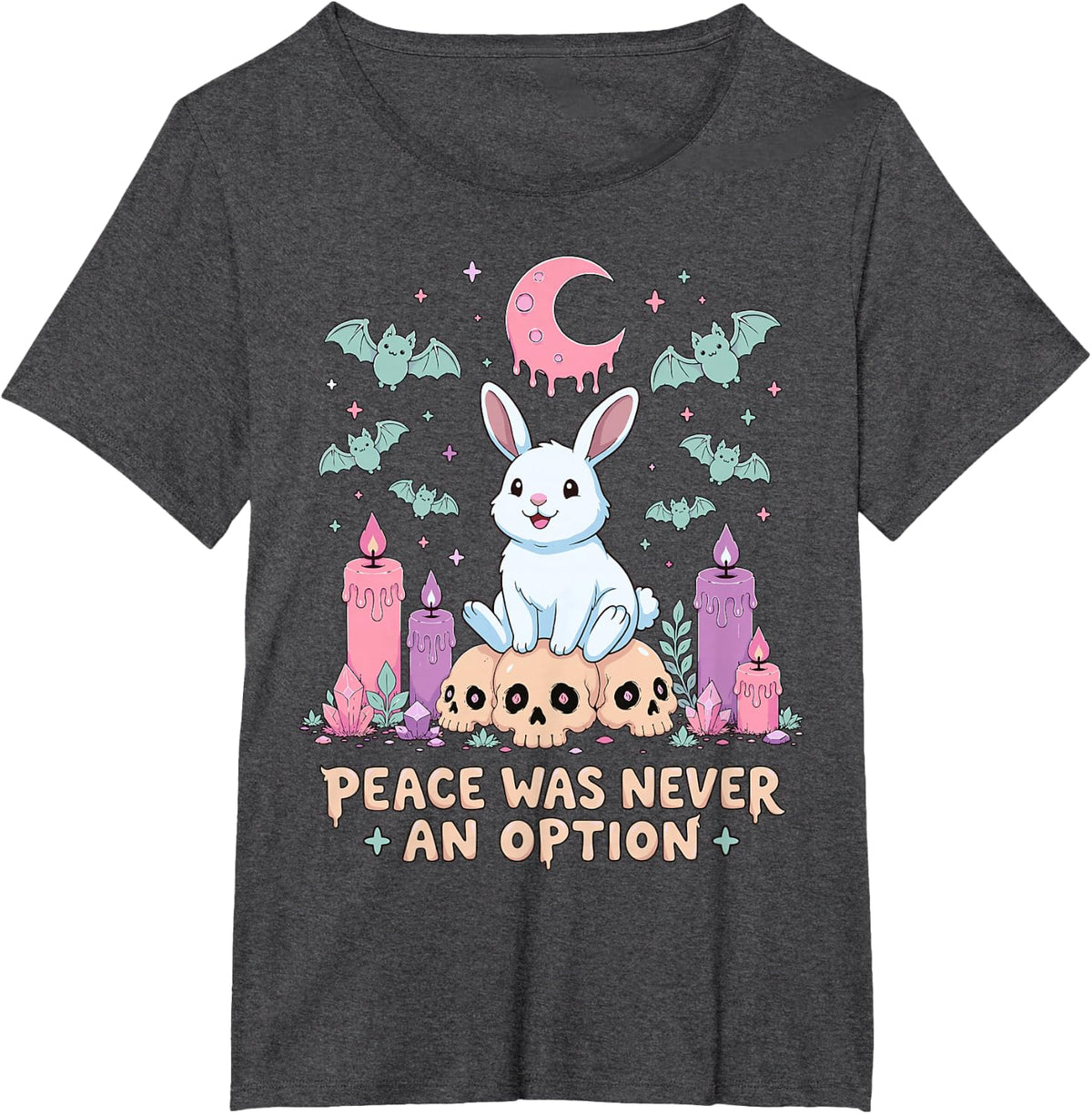 Rabbit Bunny Kawaii Pastel Goth T-Shirt - Dark Heather Grey