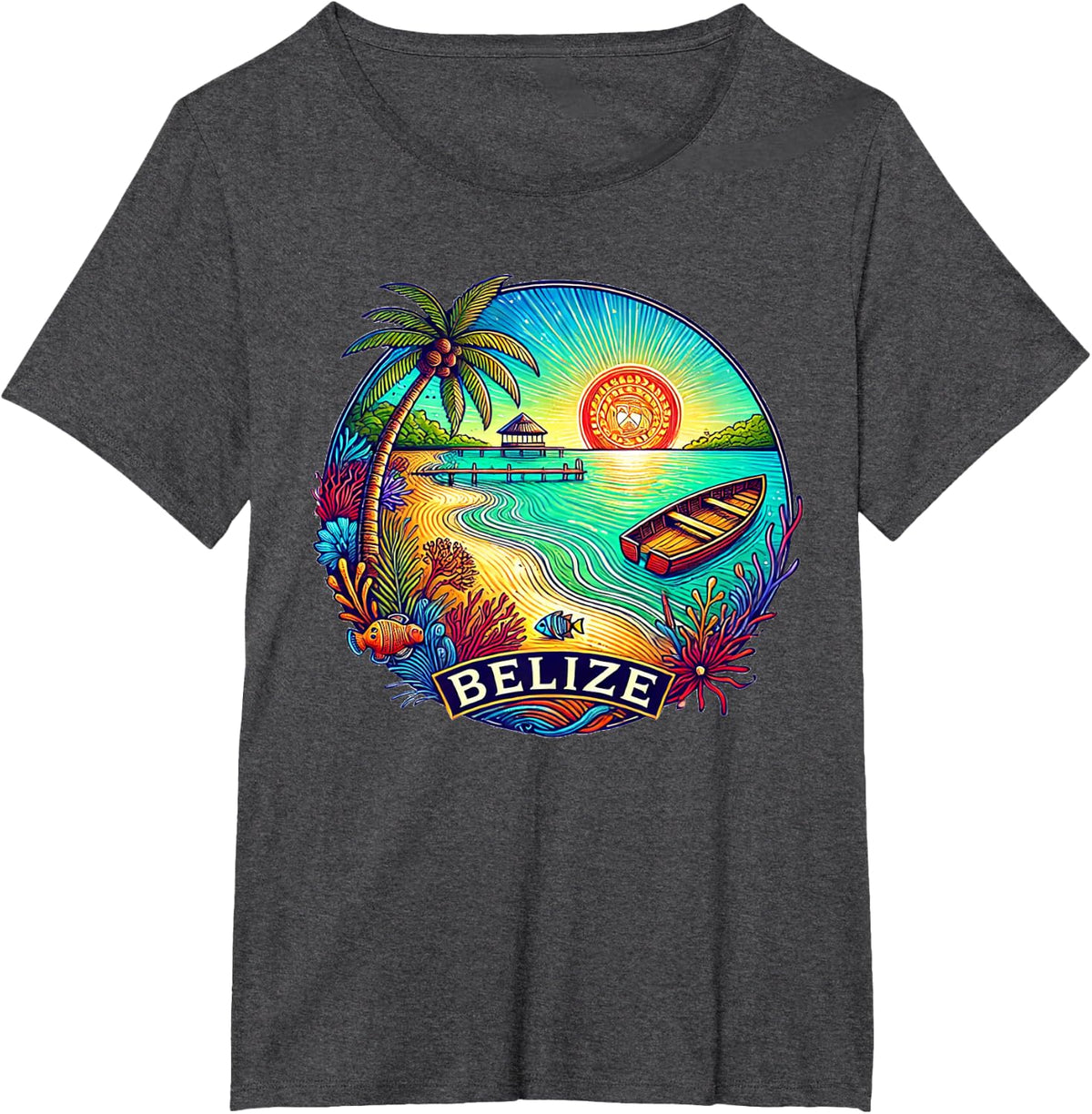 Belize Central America - San Pedro Ambergris Caye T-Shirt - Dark Heather Grey