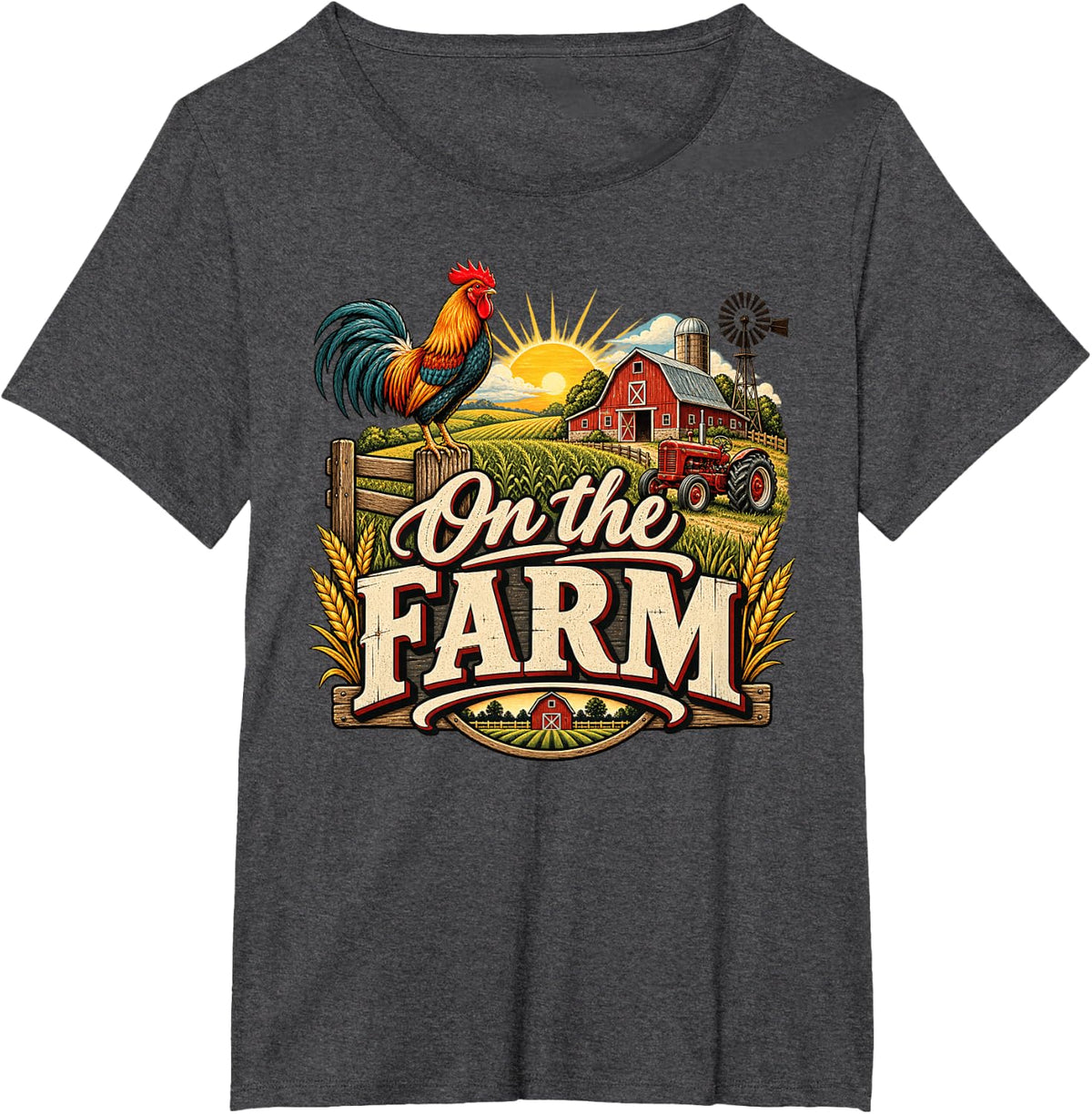 On The Farm Barnyard Farm Animals Farmer Toddler Boys Girls T-Shirt - Dark Heather Grey