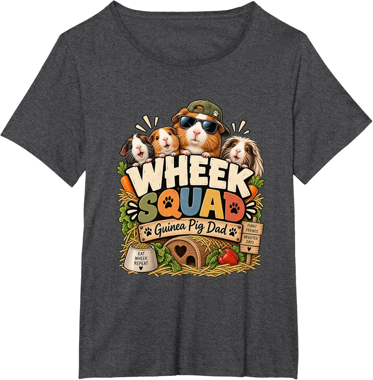 Wheek Squad Guinea Pig Dad Funny Cavy Lover T-Shirt - Dark Heather Grey