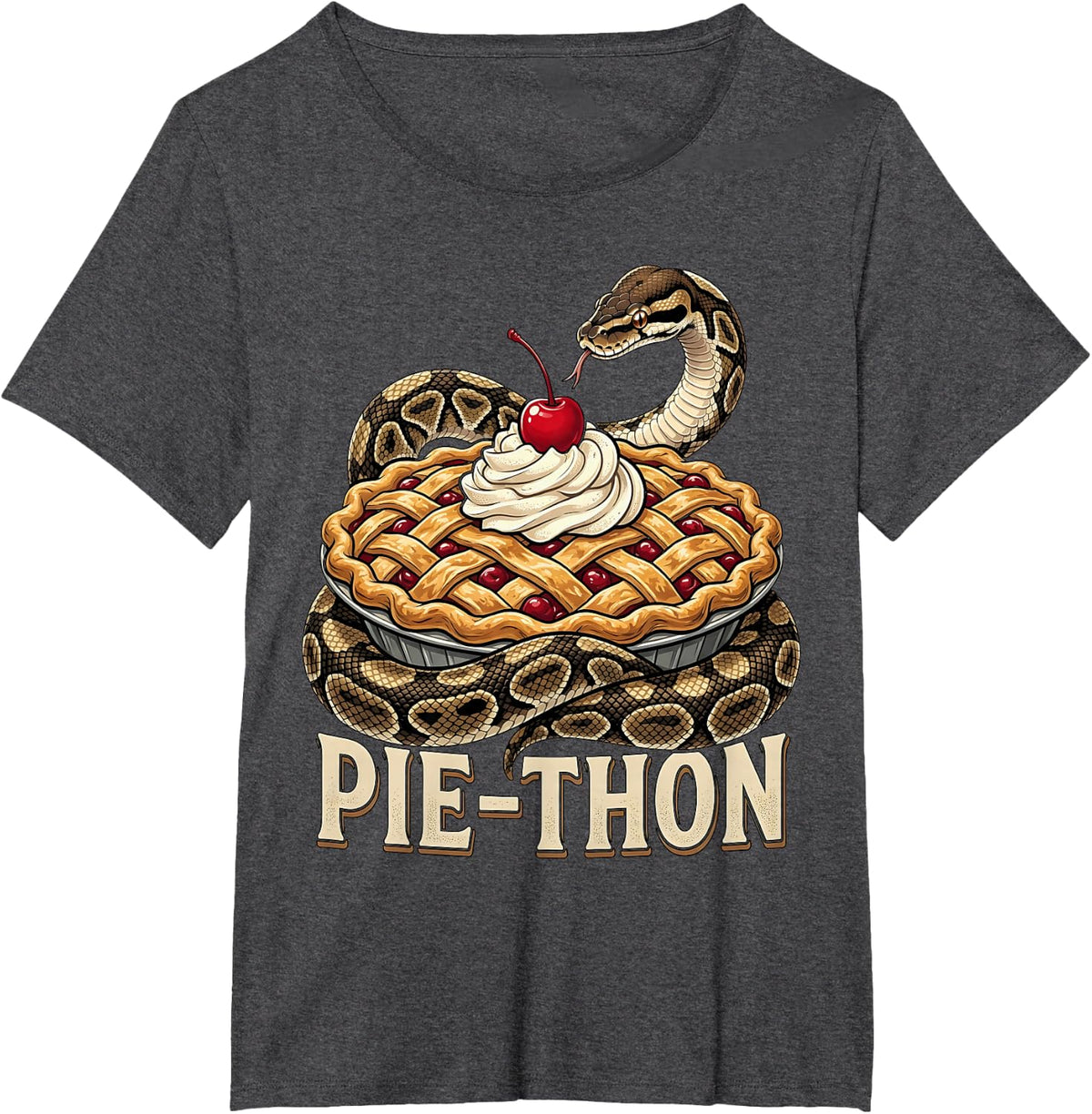 Funny Ball Python Pie Lover Vintage T-Shirt - Dark Heather Grey