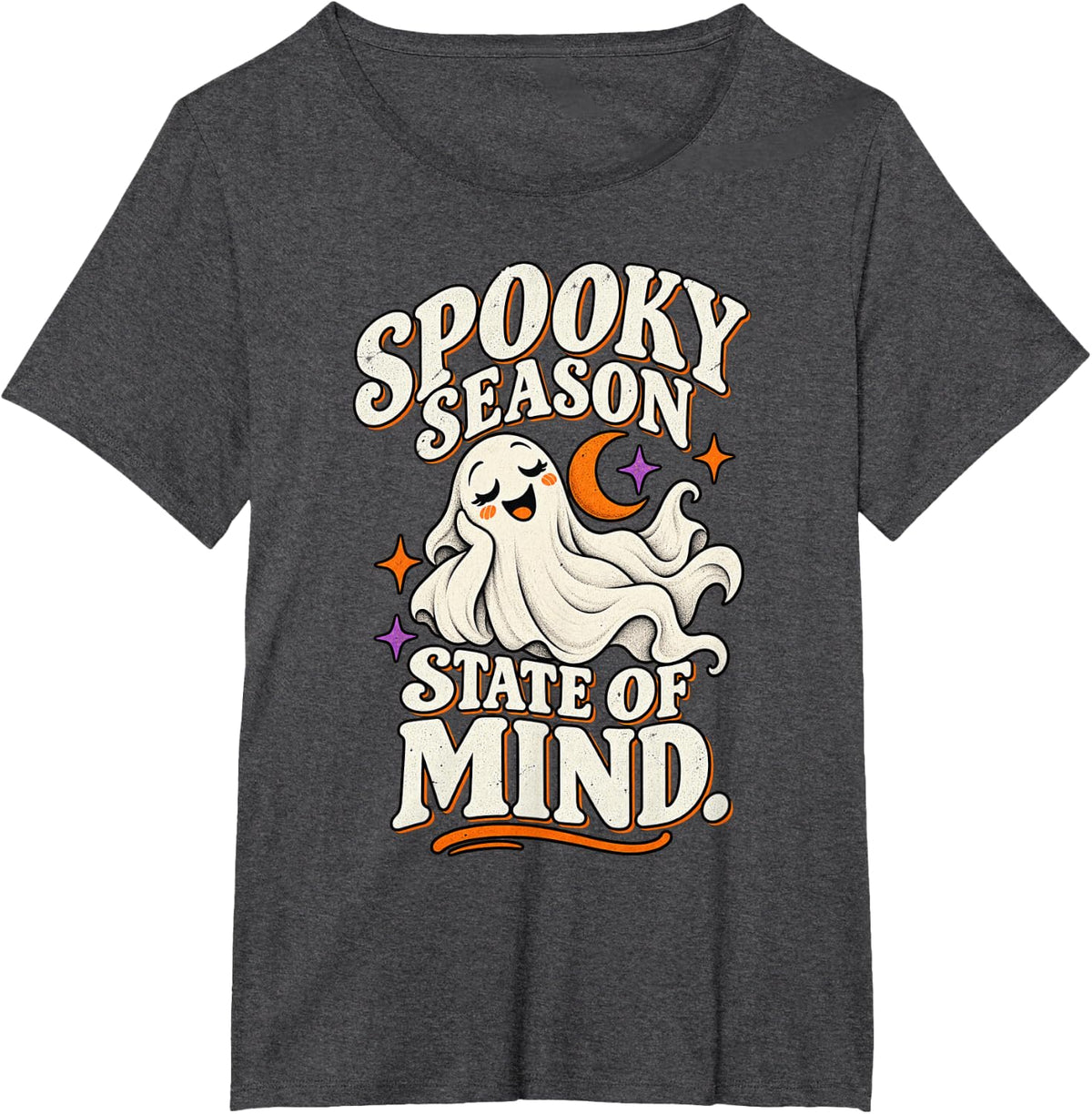 Retro Ghost Halloween Lover T-Shirt - Dark Heather Grey