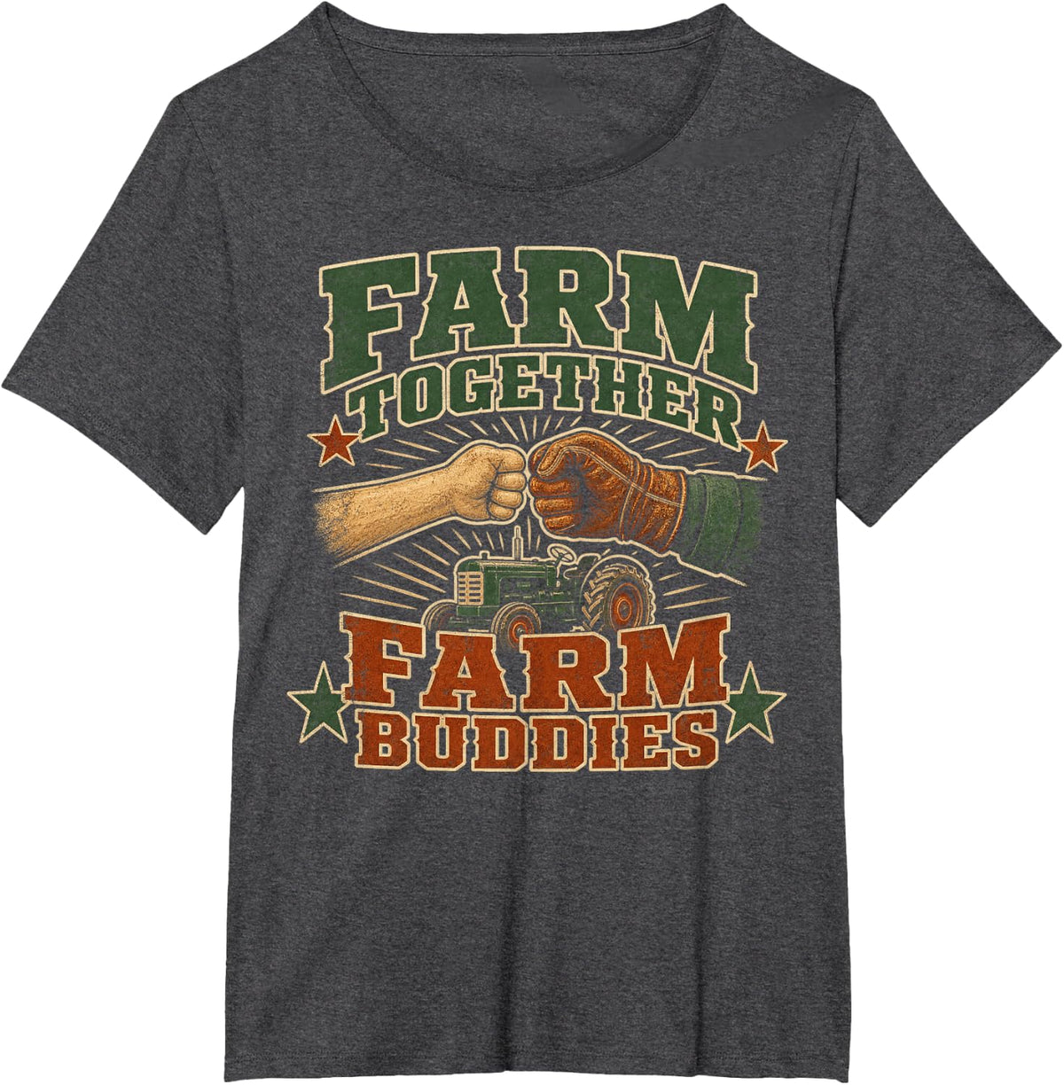 Farm Buddies Farm Together Tractor T-Shirt - Dark Heather Grey