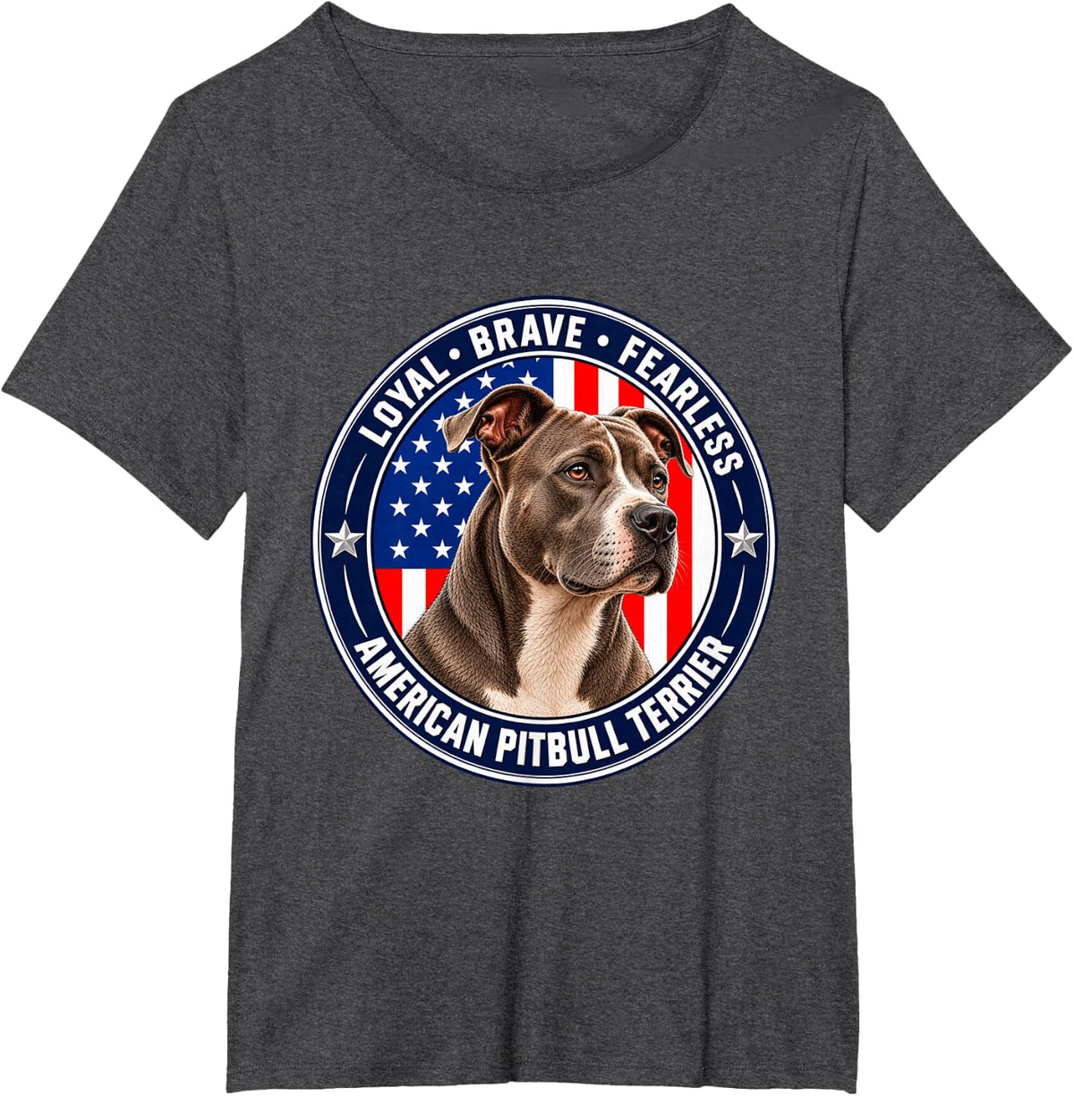 American Pit Bull Terrier Dog Lover Patriotic USA Flag T-Shirt - Dark Heather Grey