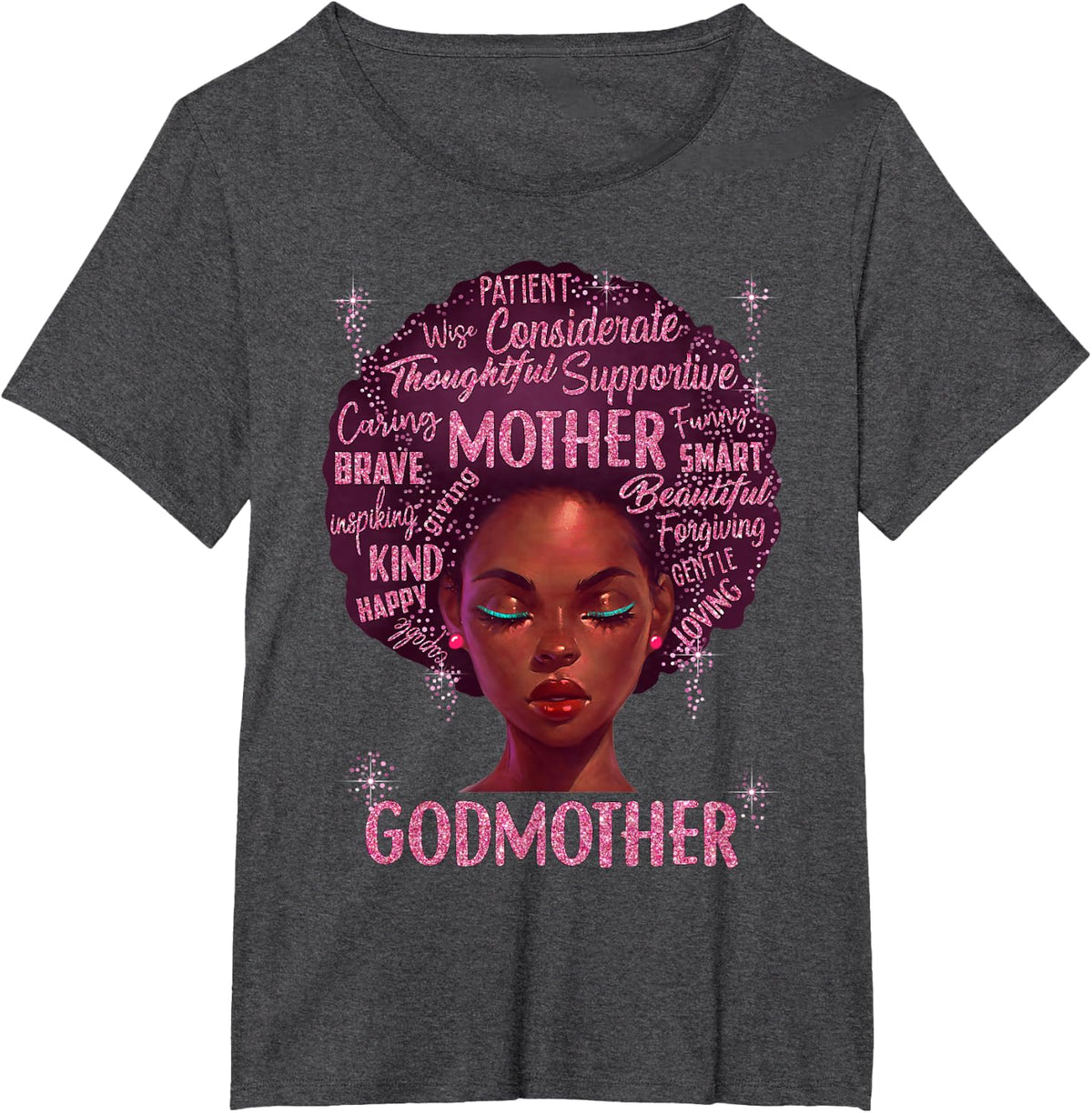 Black Women Godmother Mom African American Happy Mothers Day Tees T Shirts For Women - Dark Heather Grey