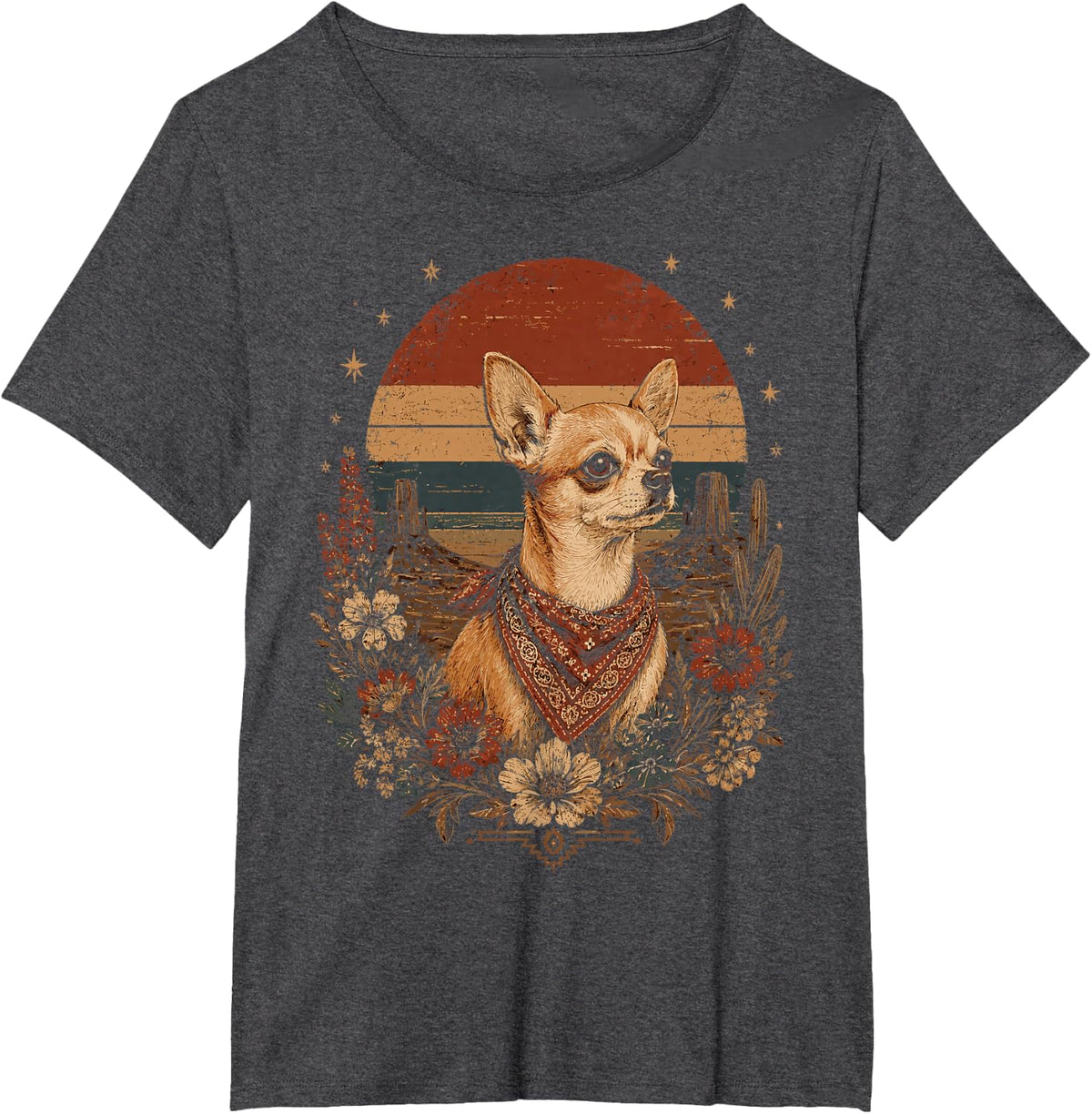 Chihuahua Dog Western Cowboy Funny Chihuahua T-Shirt - Dark Heather Grey
