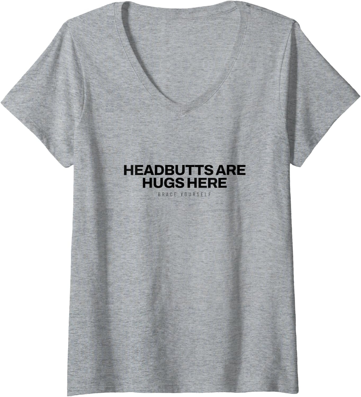 Women's Bull Terrier - Headbutts are Hugs Here - Dog Lover V-Neck T-Shirt - Heather Grey